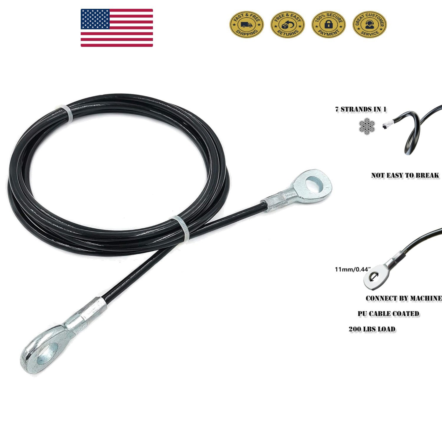 Customizable 5mm Fitness Cable for Multi-Use Pulley Systems - Durable & Safe