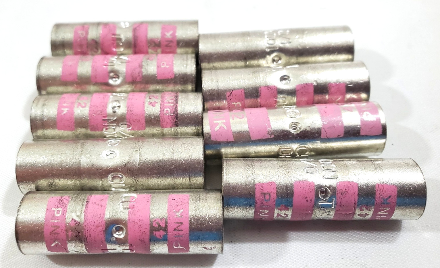 Lot of 9 Thomas & Betts 54509 1/0 AWG Copper Crimp Butt Splices Standard Barrel