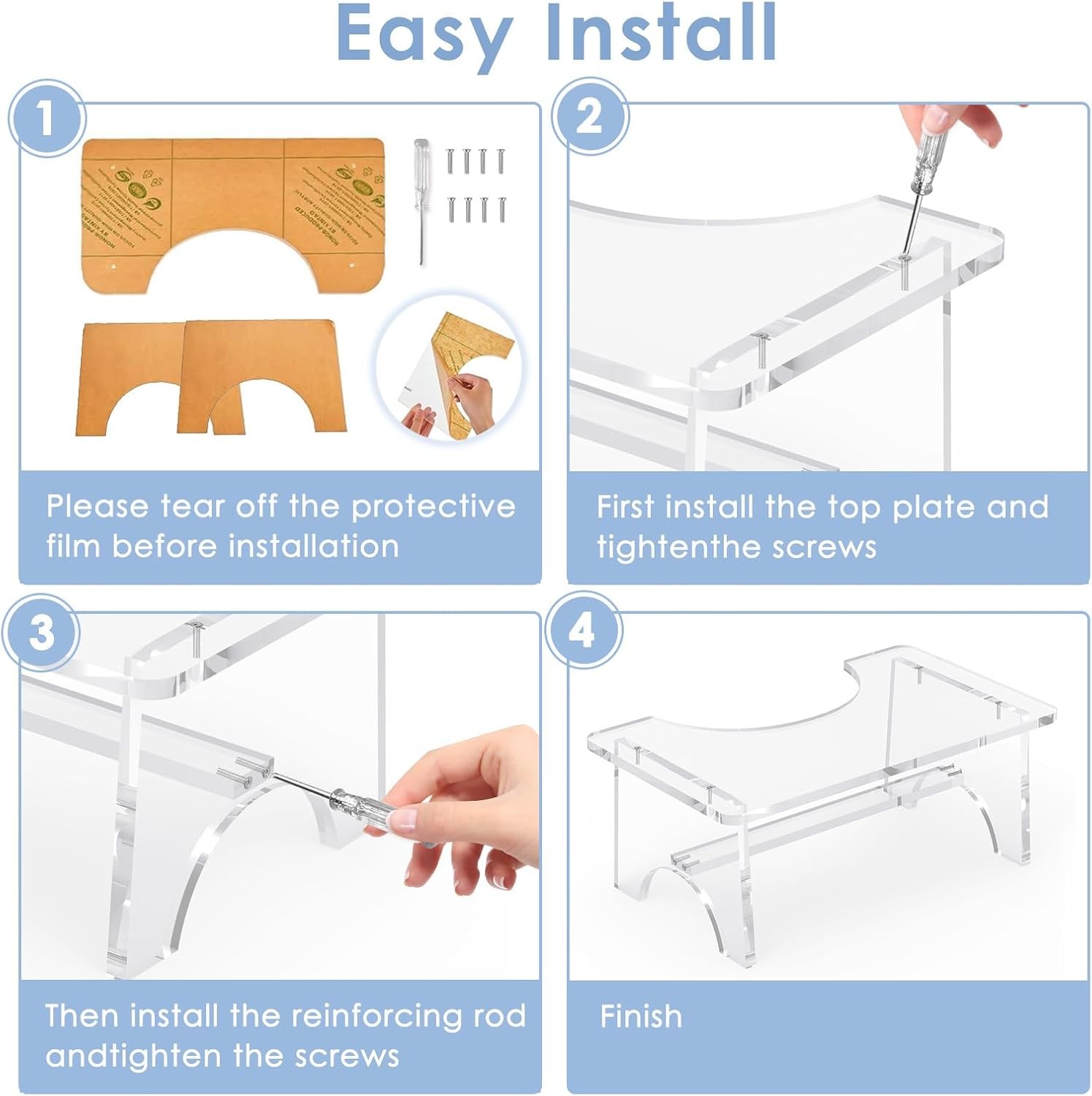 Acrylic Toilet Stool Adults,7 Inch Acrylic Squatting Potty Stool Poop Clear