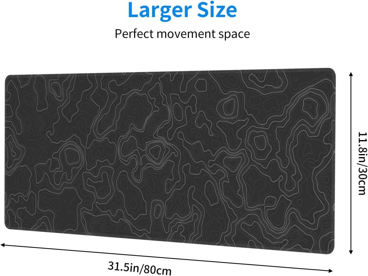 Topographic Map Lines Mouse Pad Geographic Gaming X-Large,