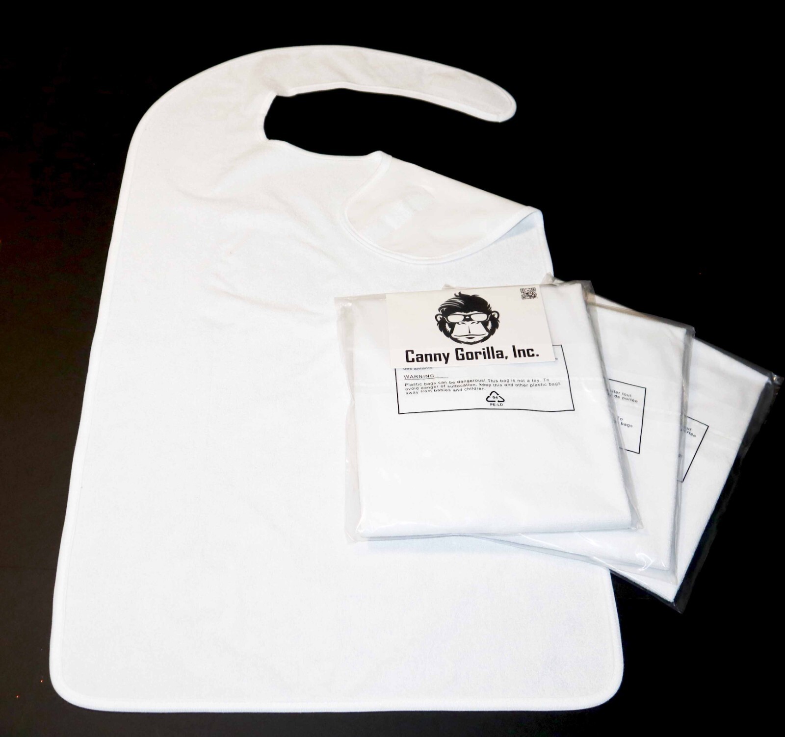 Adult Bib and Shirt Protector 4 Pack Waterproof Oversize 17.5"x 36" White + Navy