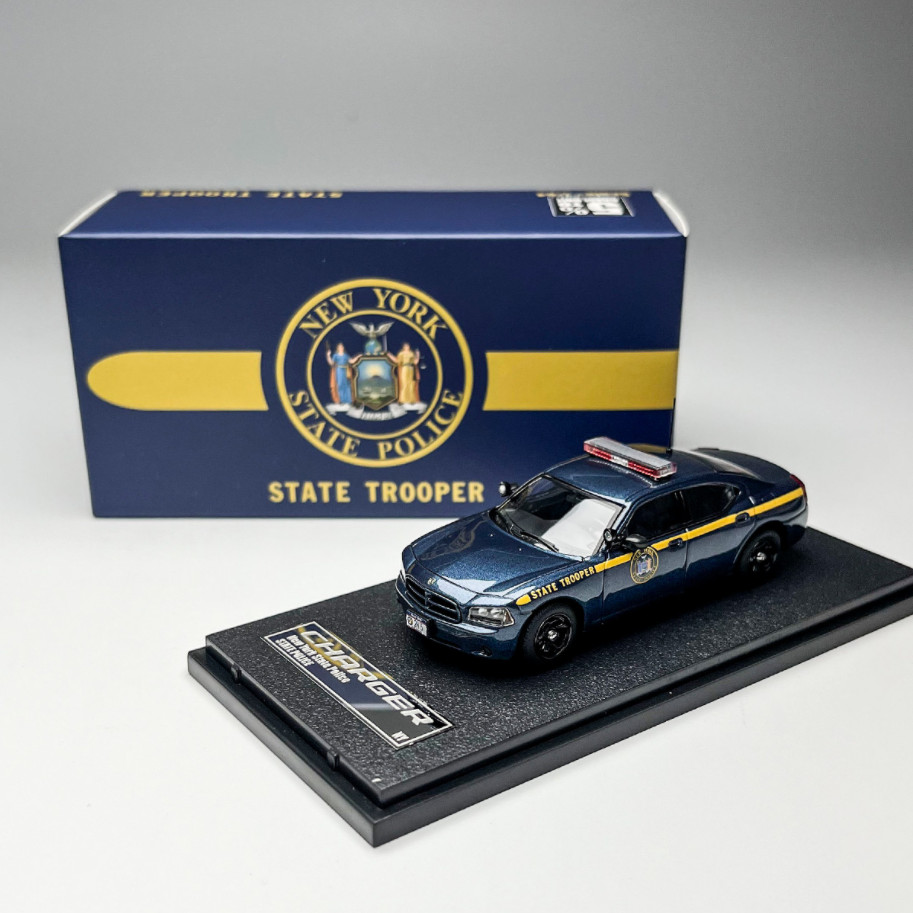 Rollin 1/64 Scale 2008 NYSP Police Charger Muscle Blue Alloy Model Car Gifts