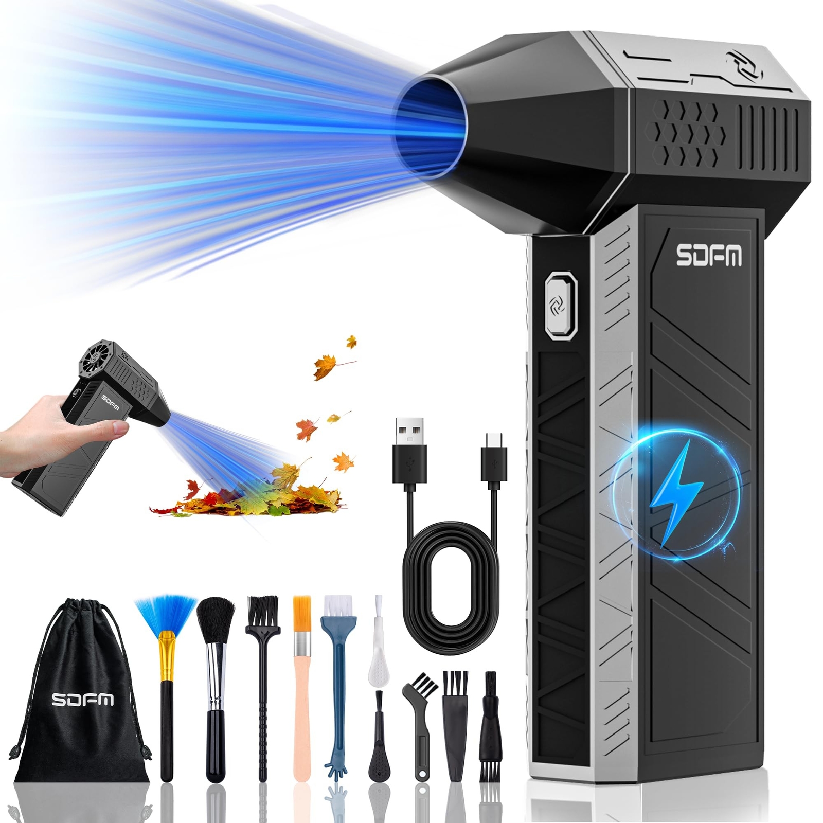 SDFM Electric Air Duster - 130000RPM Compressed Air Duster，3 Gear Adjusta