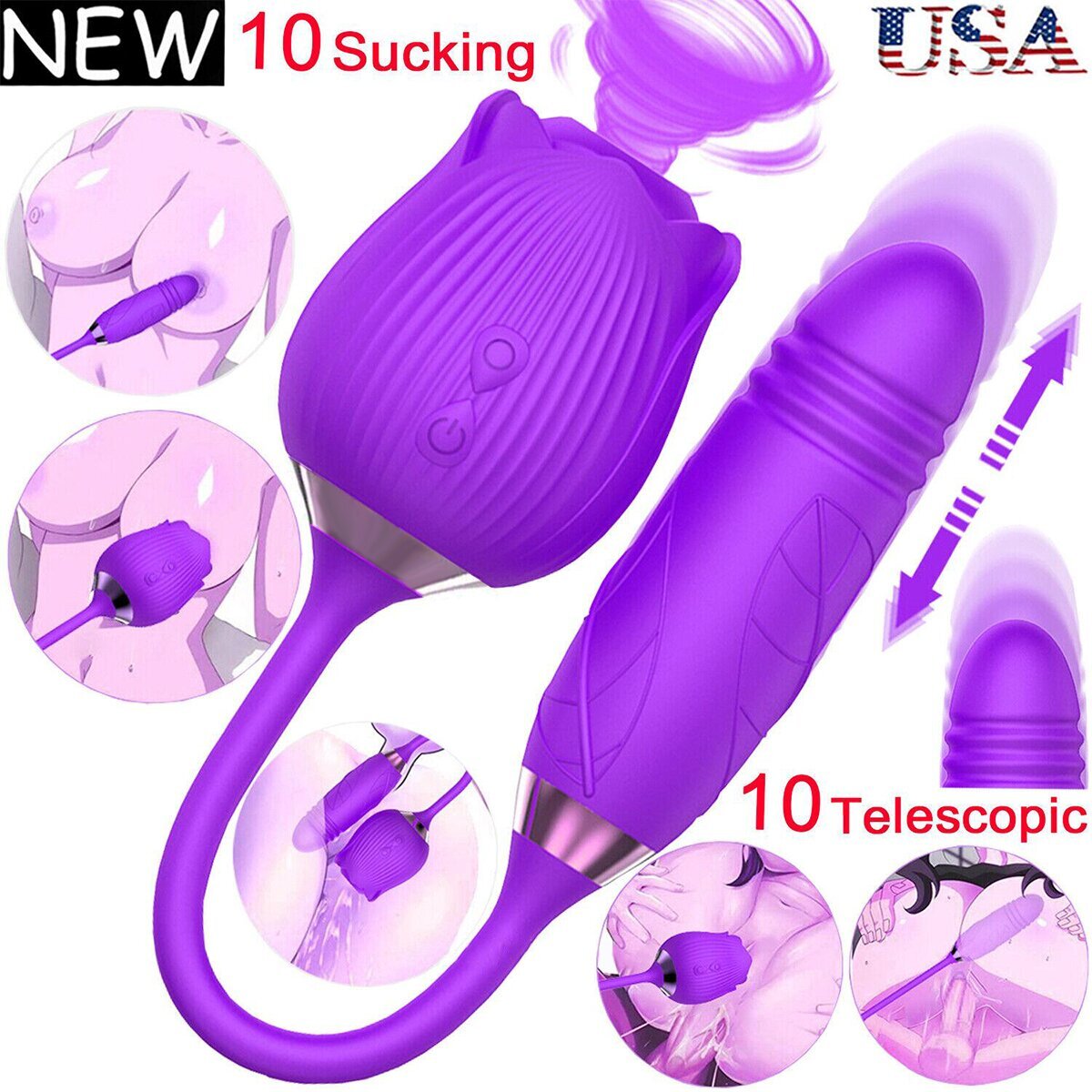 ROSE-Sucking-Vibrator-Clit-Sucker-Dildo-Women-G-spot-Massager Sex-Toy for-Women