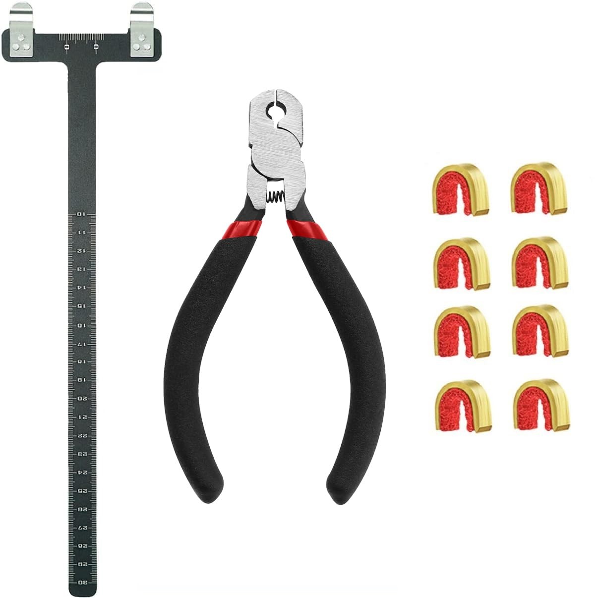 AHOSOUTLY Archery Bow String Nocking Points Set with T Square Ruler Black