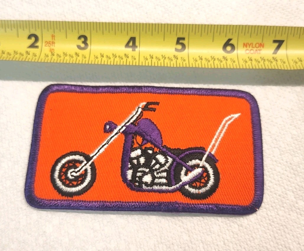 Vintage Motorcycle Patch Harley Chopper 4.5" Purple Orange Racing Retro Jacket