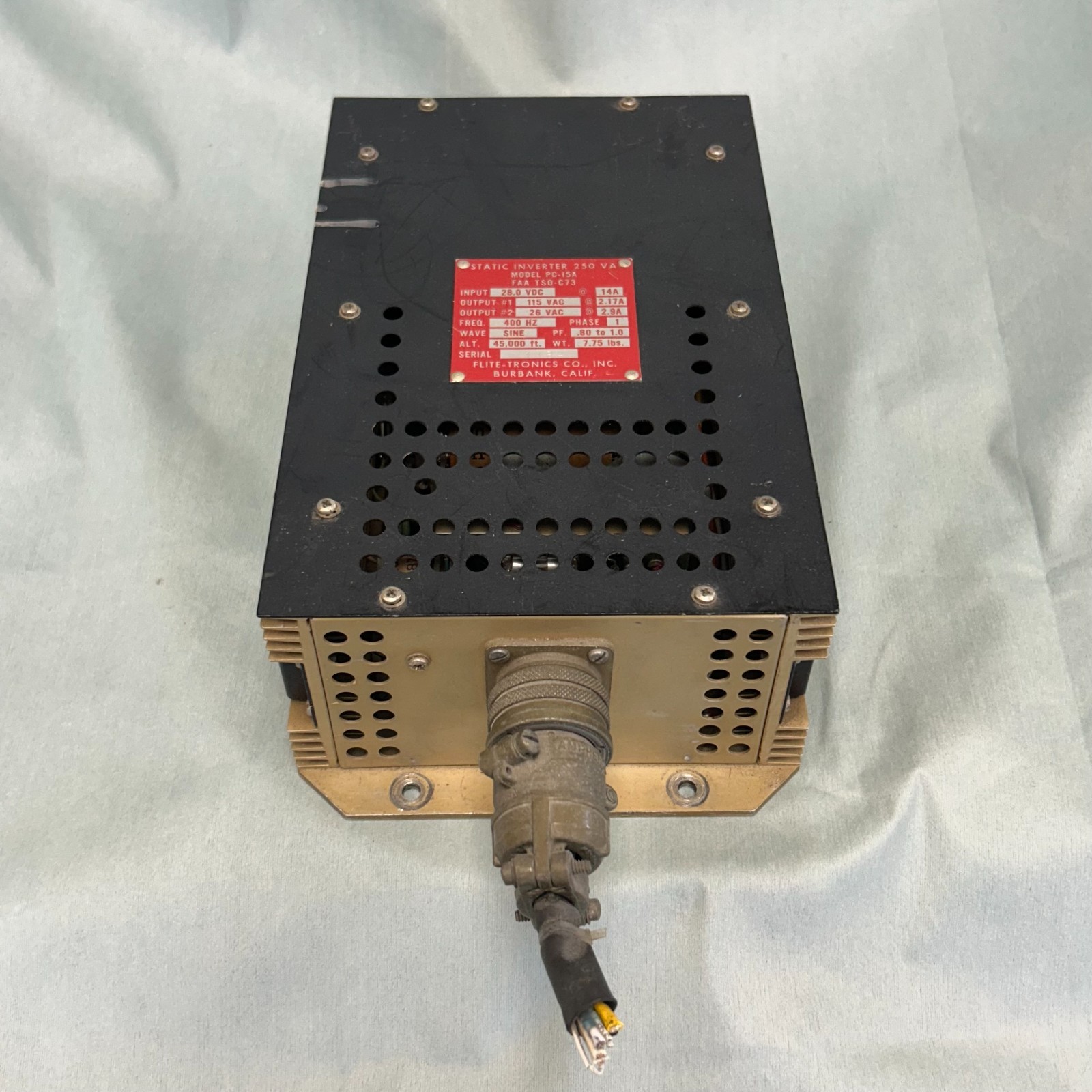 FLIGHT-TRONICS PC-15A STATIC INVERTER 250VA 28V