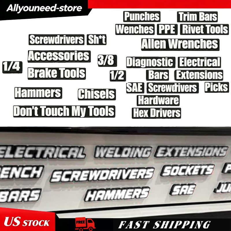 35/ Magnetic Tool Box Labels – Drawer Organizer Magnets – Multiple Colors