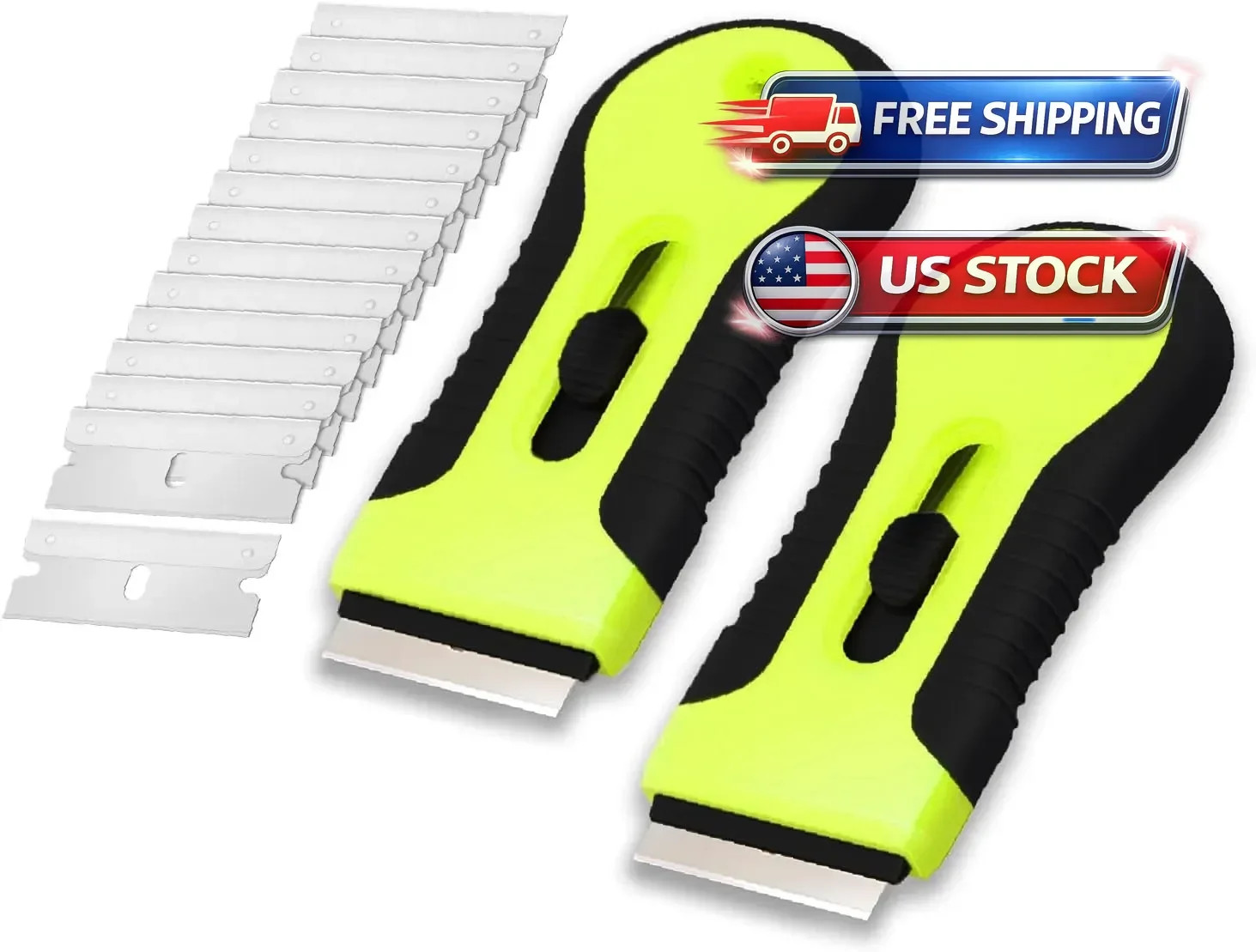 2PACK Razor Blade Scraper Tool with 30Pcs Stainless Steel Blades for Glass Stove