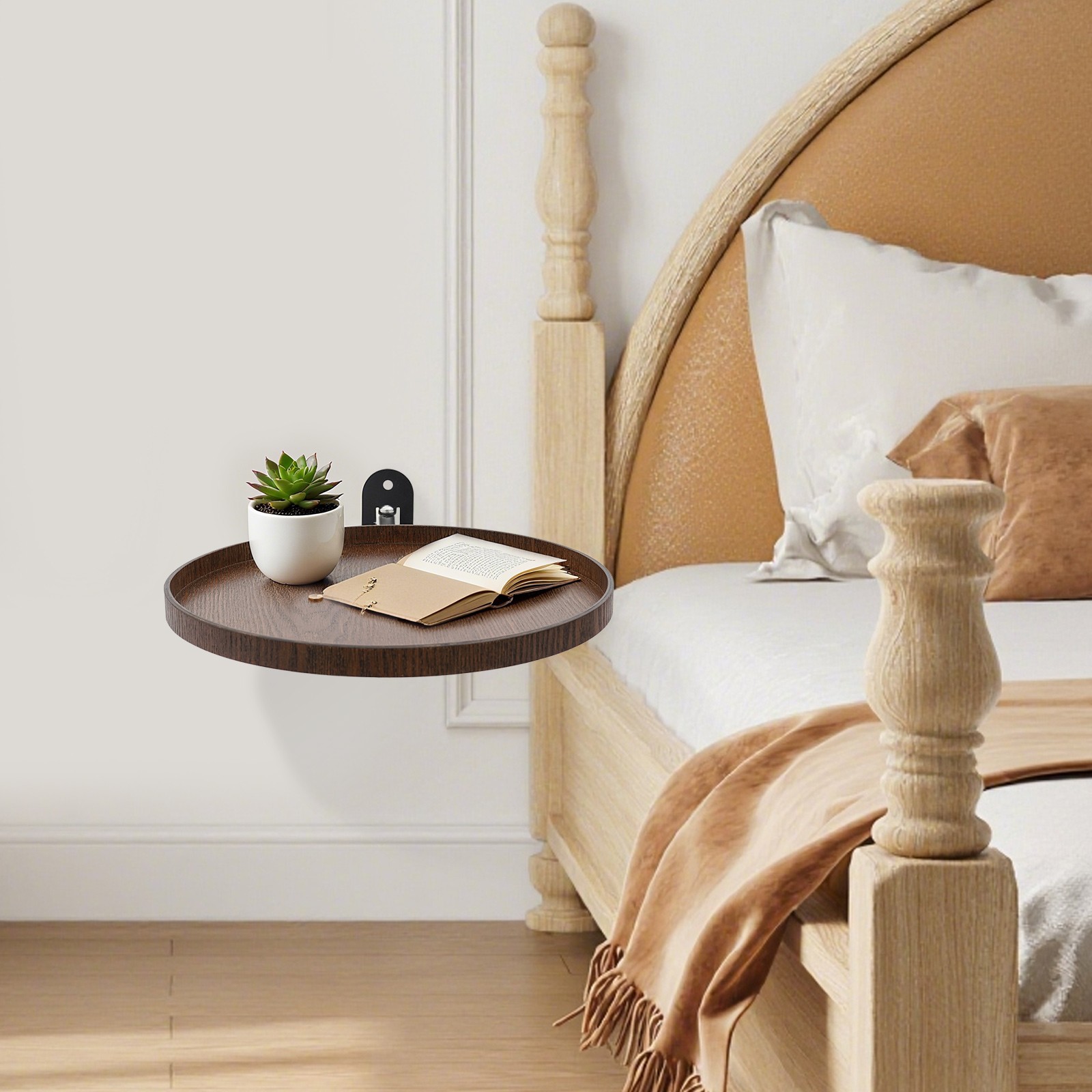 30cm(D) Round Wall Table, Foldable Reading Desk, Bedside Table, Wall-Mount Desk