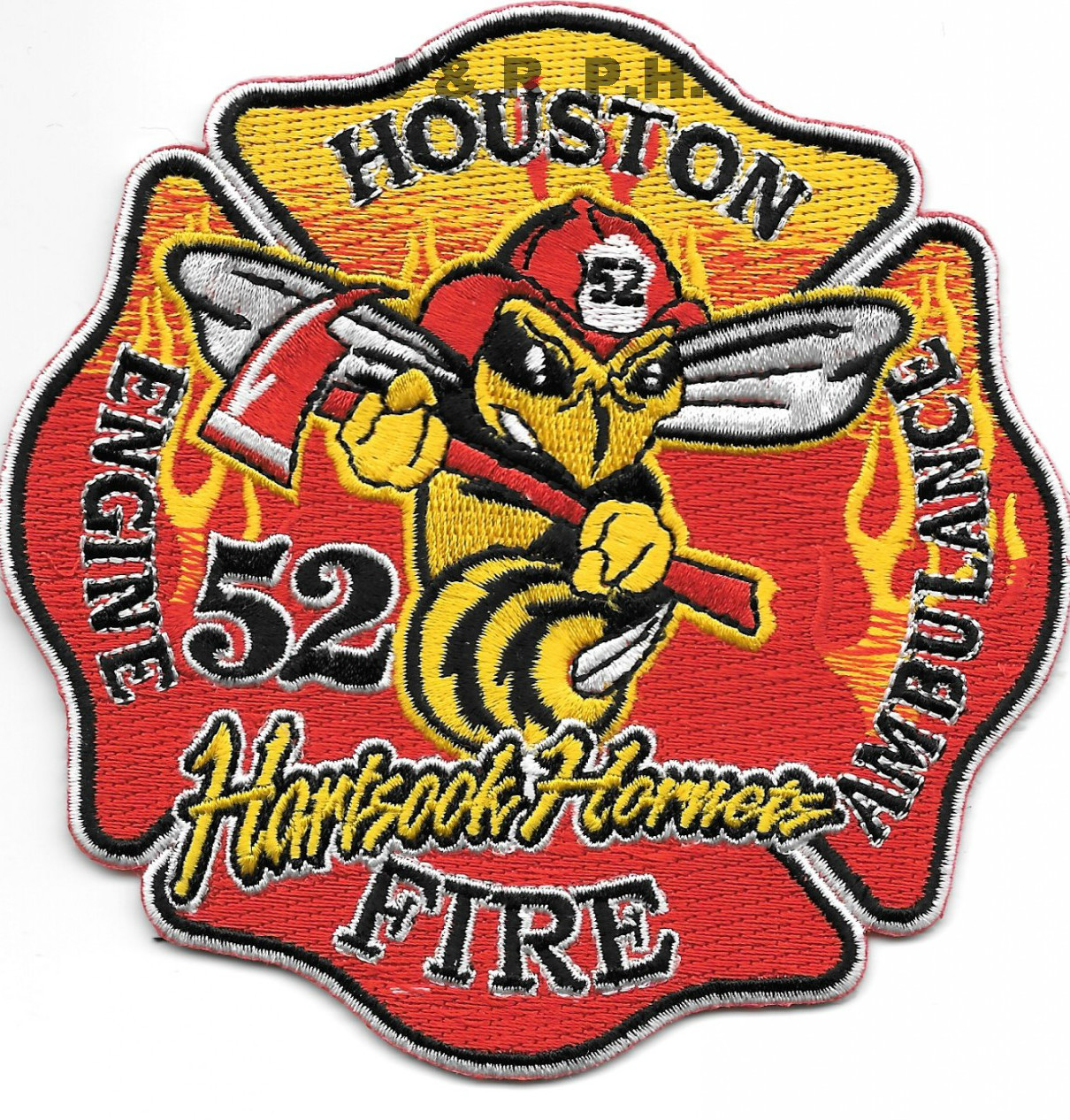 Houston Station-52 "Hartsook Hornets", Texas  (4.5" x 4.5" size) fire patch