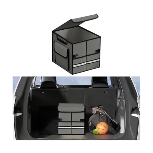 Car Trunk Organizer, Multi-Compartment Collapsible Vehicle Cargo Storage Grey