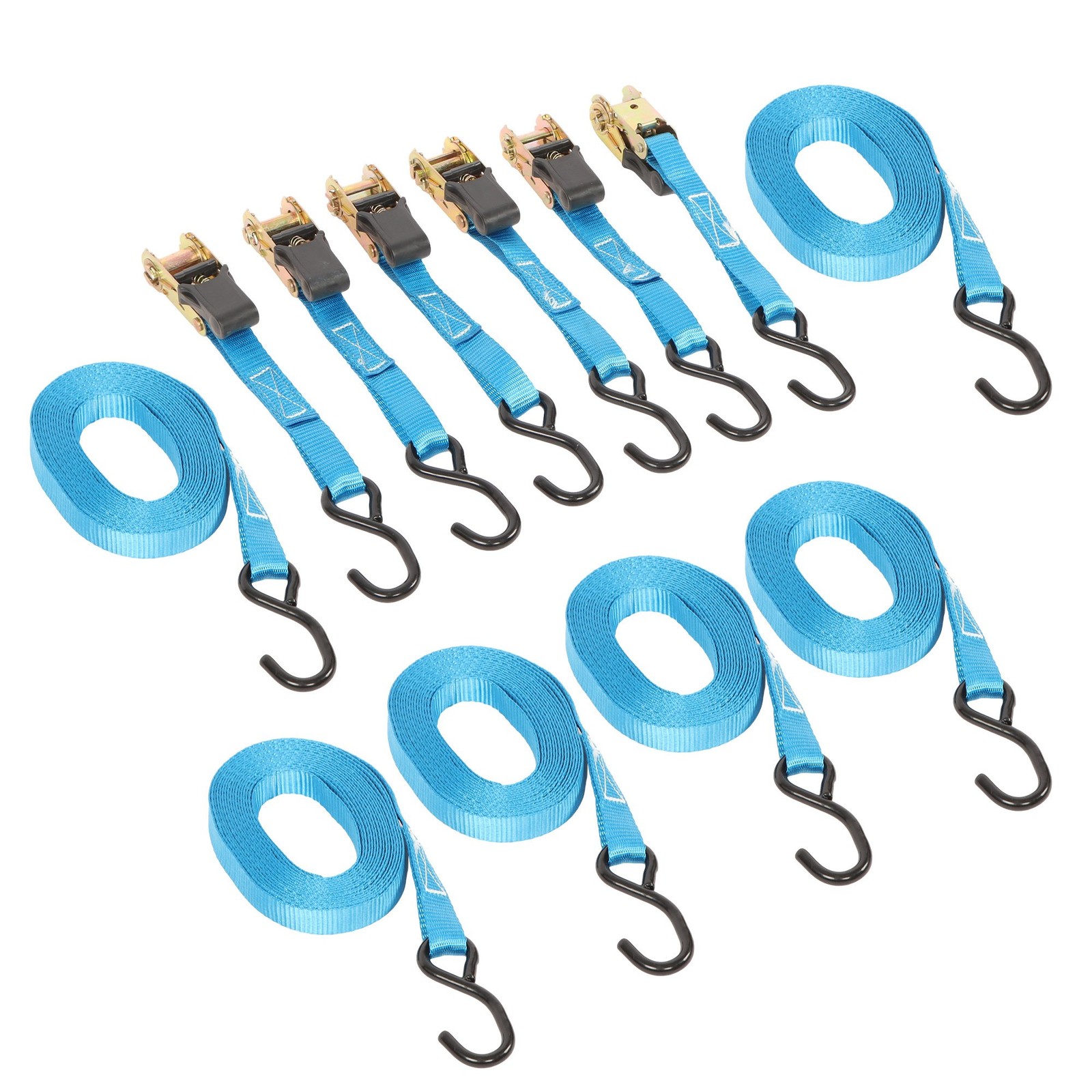 6 Pack 1in*20ft Ratchet Straps 1700LBS Break Strength Tie Down Straps with Hooks