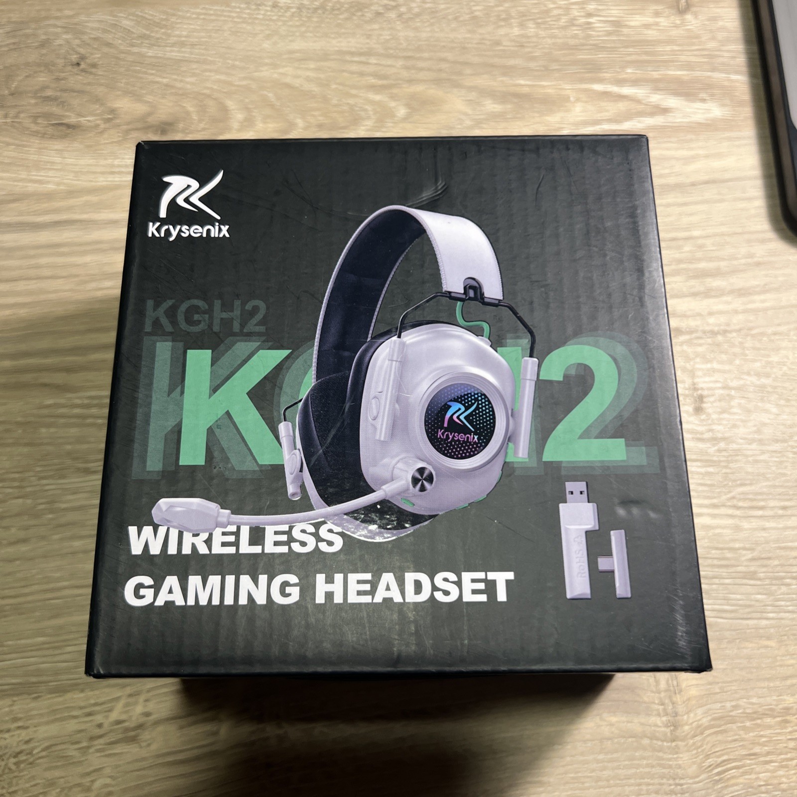 Krysenix KGH2 Wireless Gaming Headset 2.4GHz Bluetooth Noise Cancel Mic – White