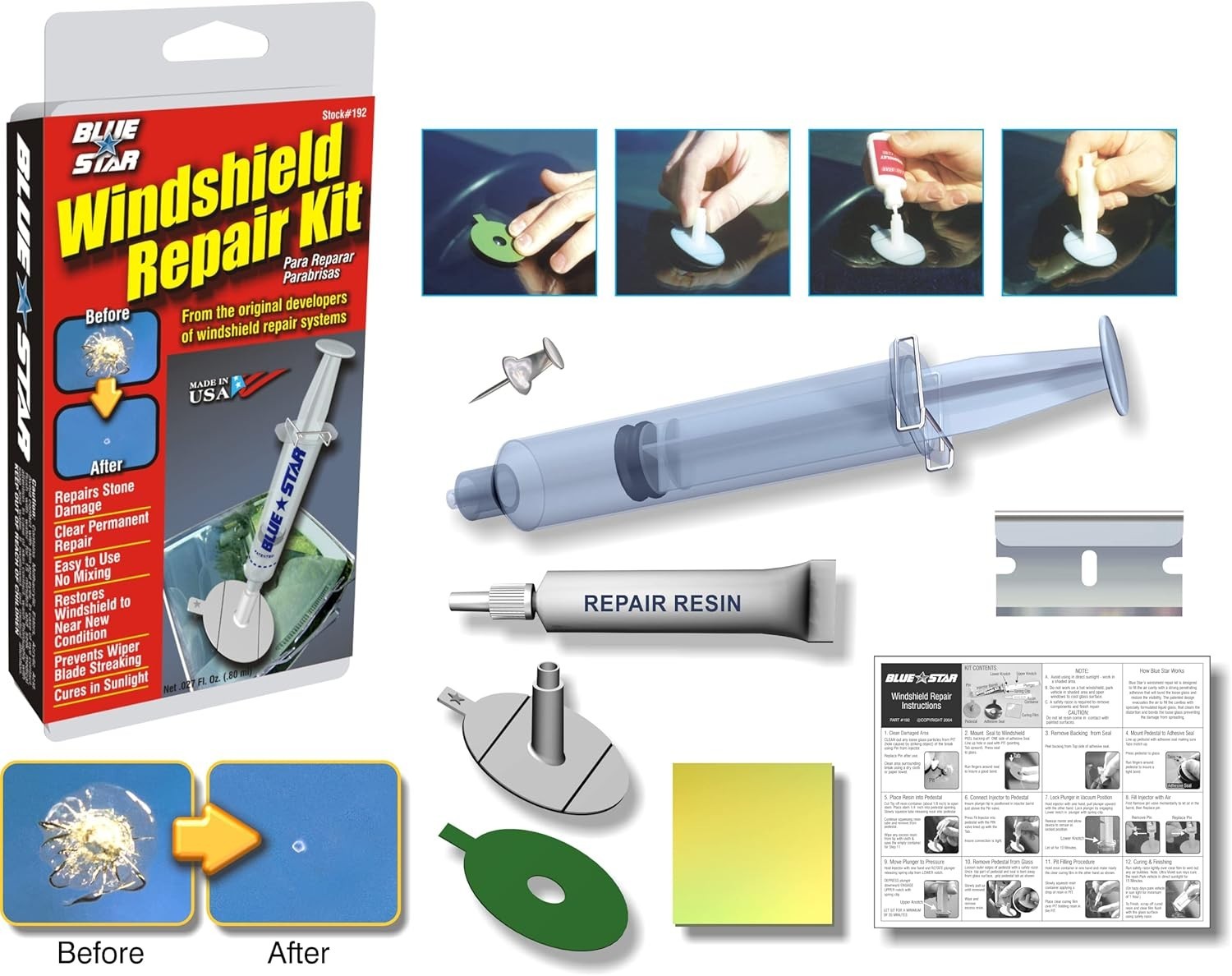Kit Reparador De Parabrisas Carro Reparar Vidrios Cristales Golpes Grietas Auto