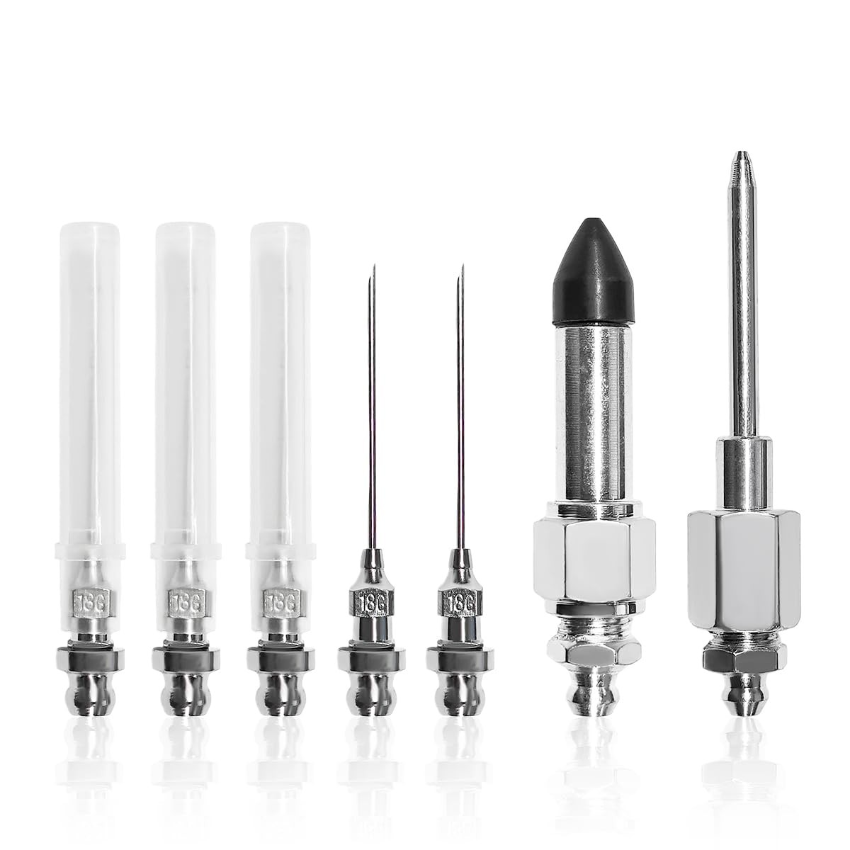 DXNQ 7 PCS Grease Needle Accessory Set, 5 Needle Nozzles 1 Grease Needle Disp...