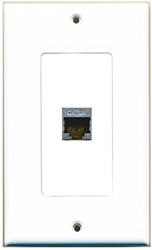 1 Port Cat 6A Shielded Wall Plate 1 Gang Decorative Ethernet Outlet White Plate