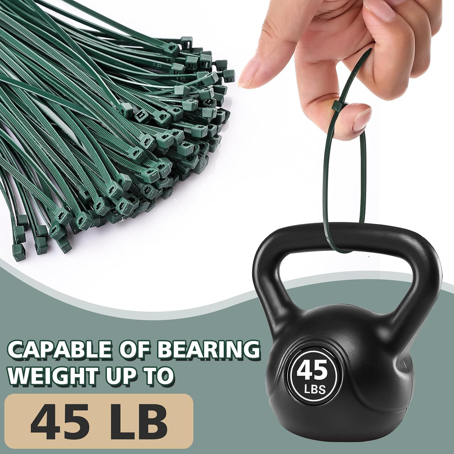 (200 Pack), Zip Ties - 8 Inch Green,Multi-Purpose Self Locking Cable Ties， Ultra