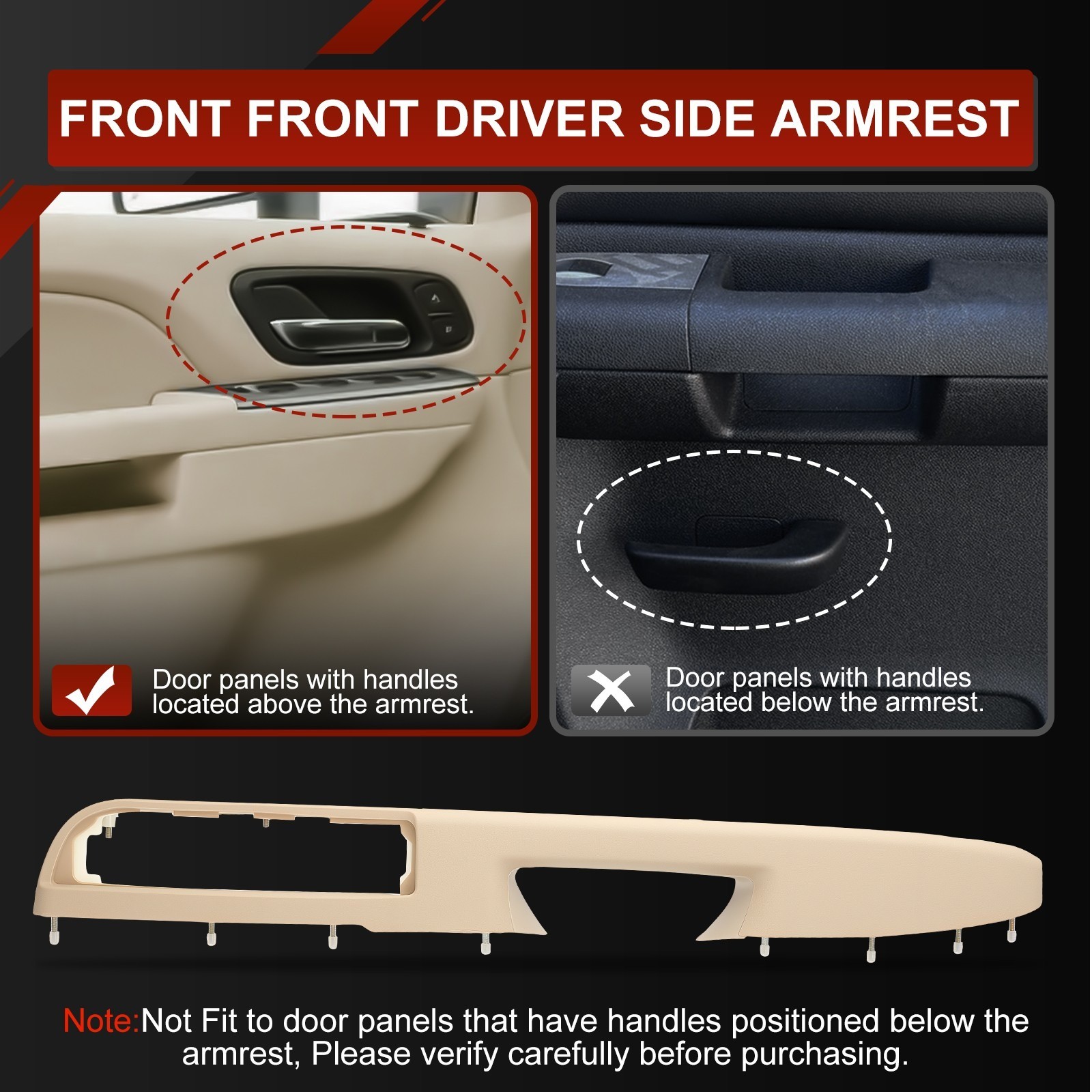 For 10-14 Chevy GMC Tahoe Silverado Driver Left Door Panel Handle Armrest Repair