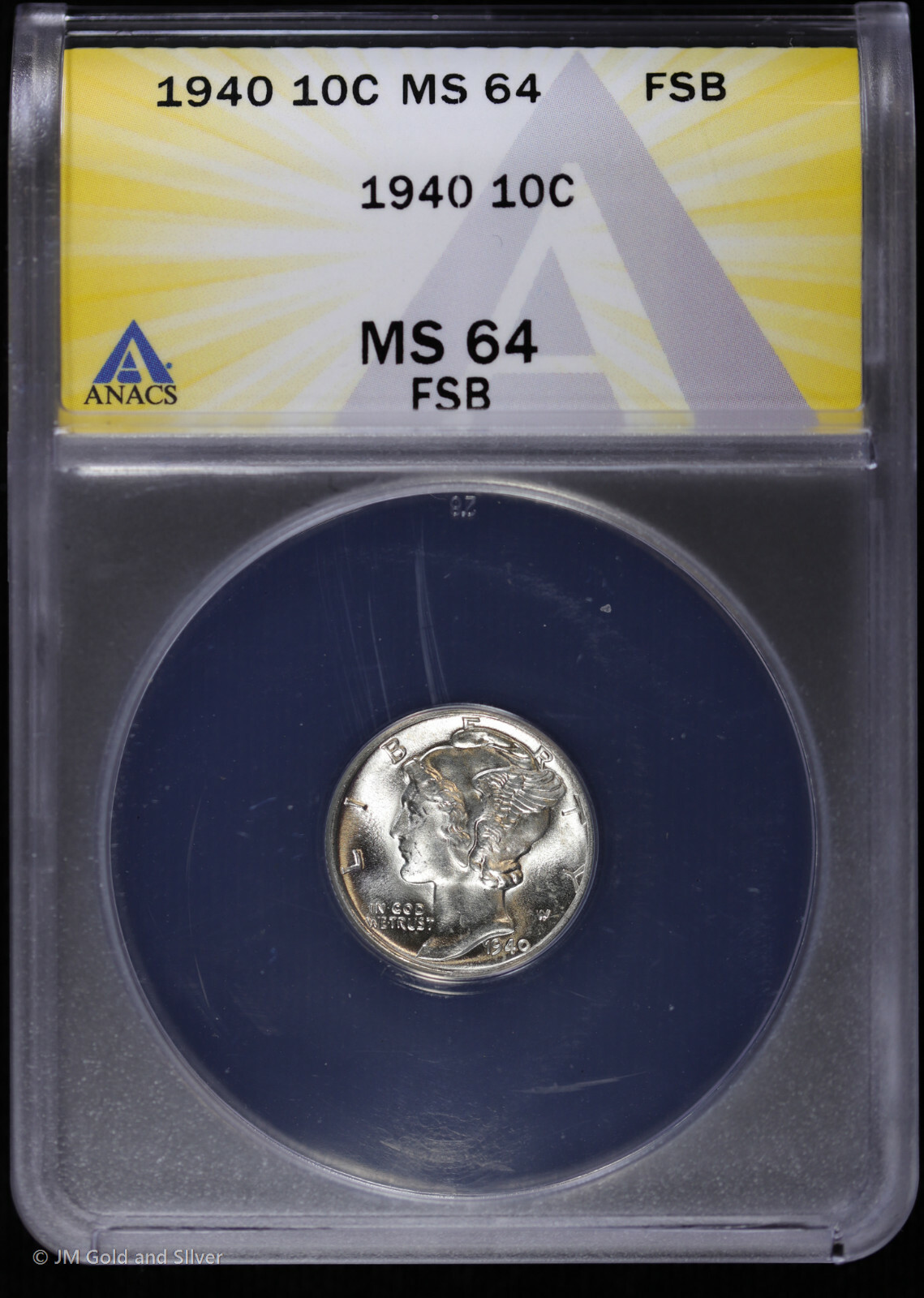 1940 10c Silver Mercury Dime ANACS MS 64 FSB | Uncirculated BU Full Split Bands