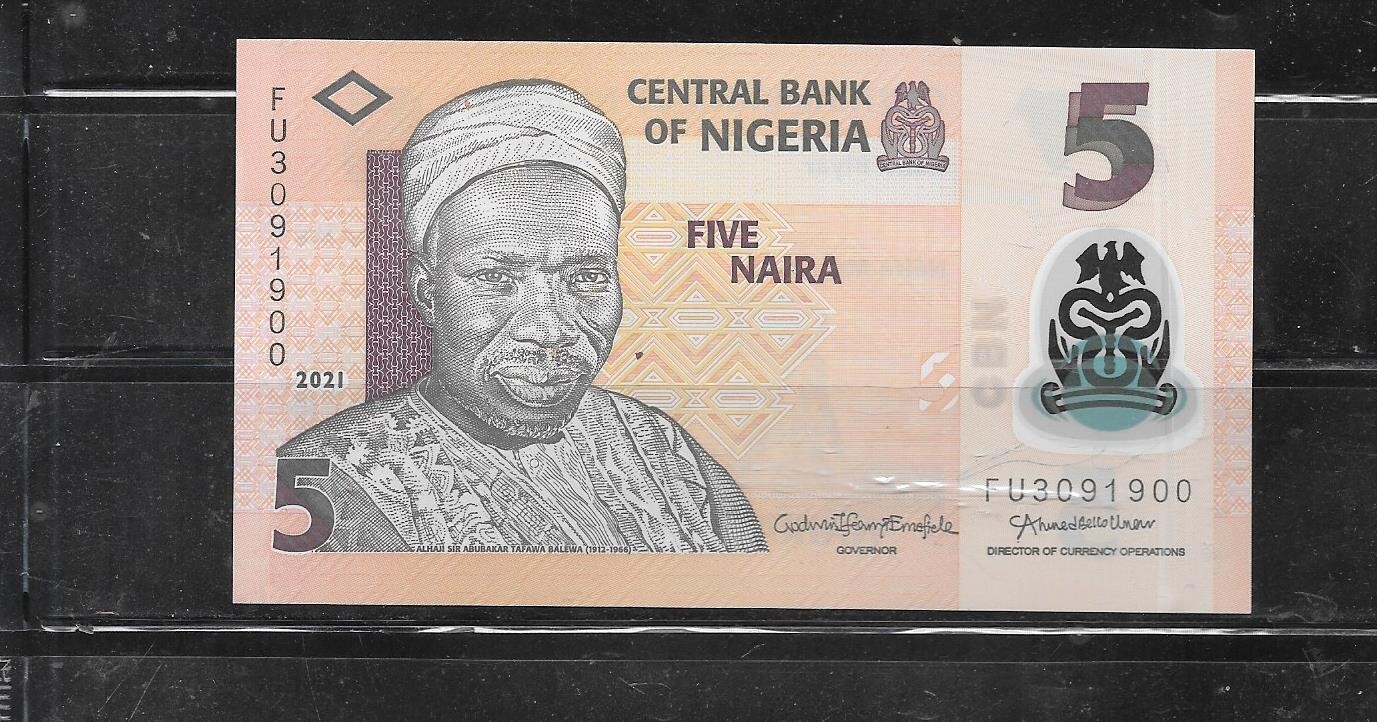 NIGERIA 2021 5 NAIRA UNCIRCULATED NEW BANKNOTE PAPER MONEY CURRENCY NOTE