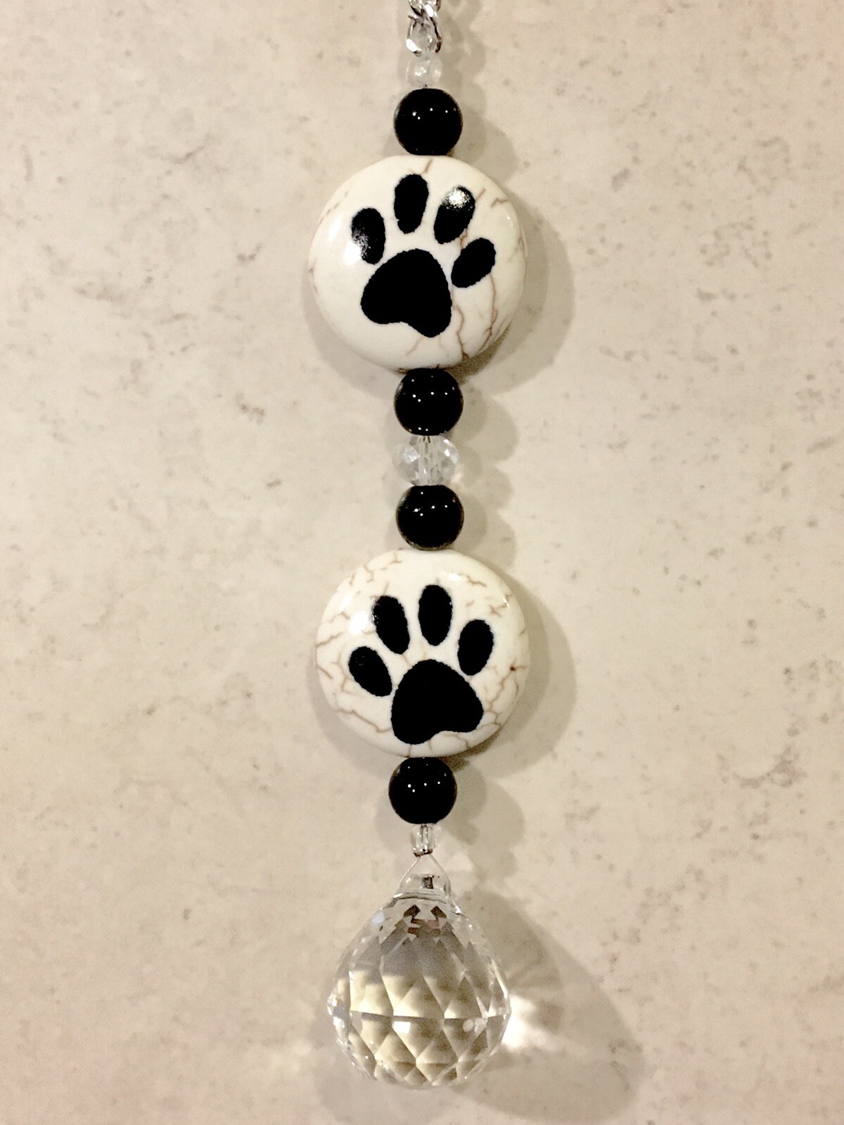 Dog Paw Rear View Mirror Car Charm,Animal Paw Print Suncatcher,Animal Lover Gift