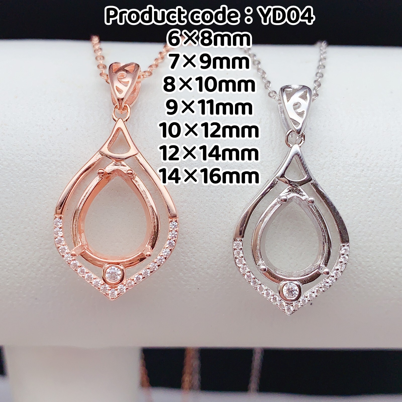 Silver 925 pendant empty setting, DIY blank setting YD04