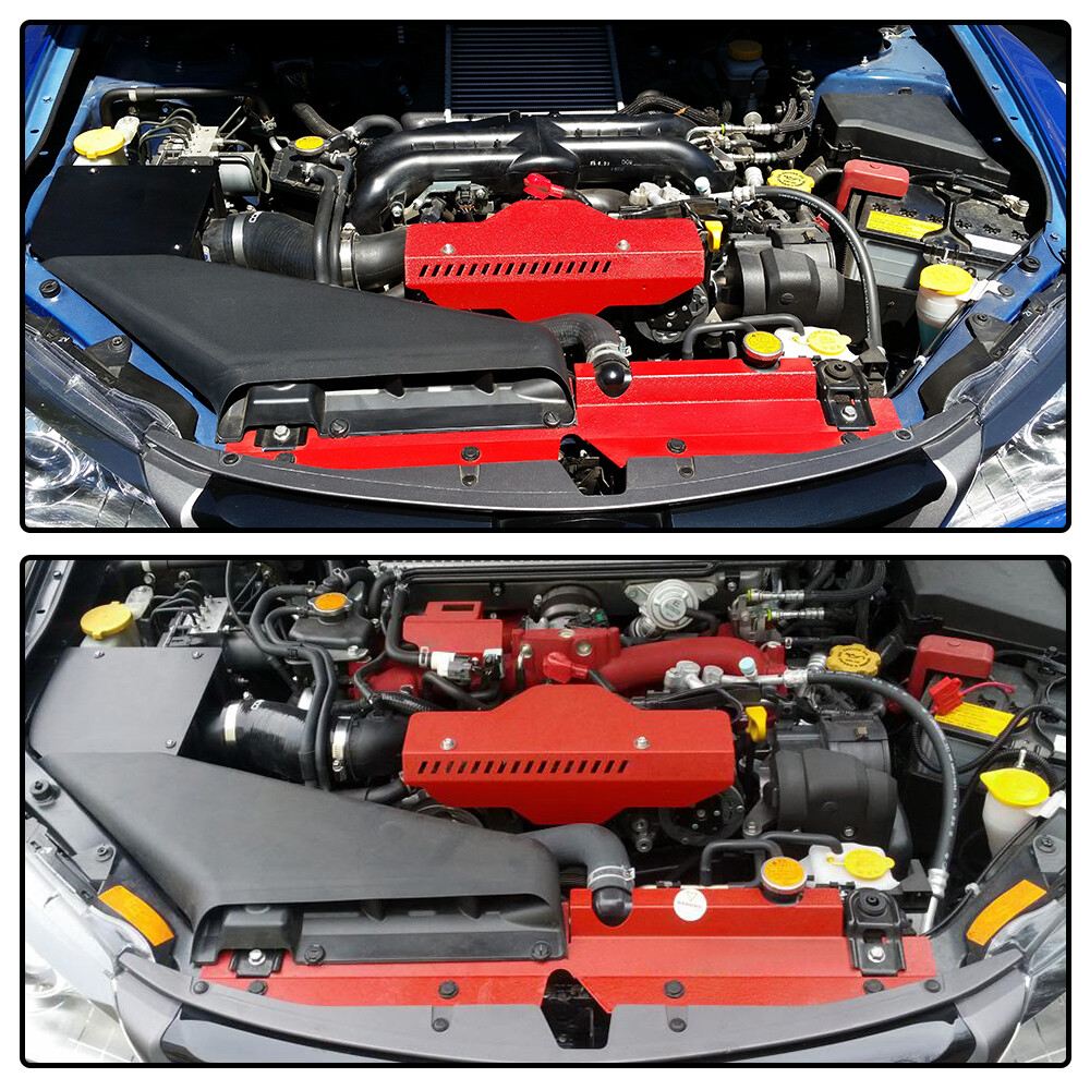 Fit For Subaru WRX  STi Radiator Shroud & Pulley Belt Red Cover Combo 2008-2012