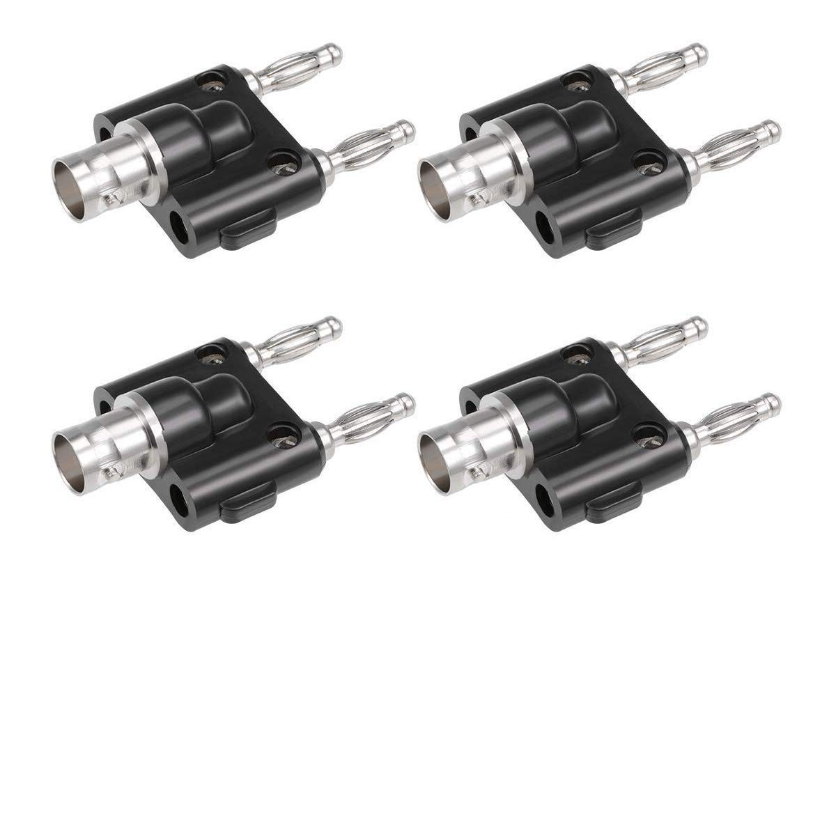 BNC Female to Dual Banana Male Plug Jack Binding Posts RF Coaxial black