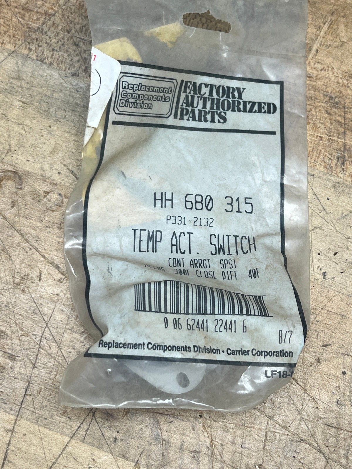 Carrier Temp actuator switch HH 680 315 p331-2132