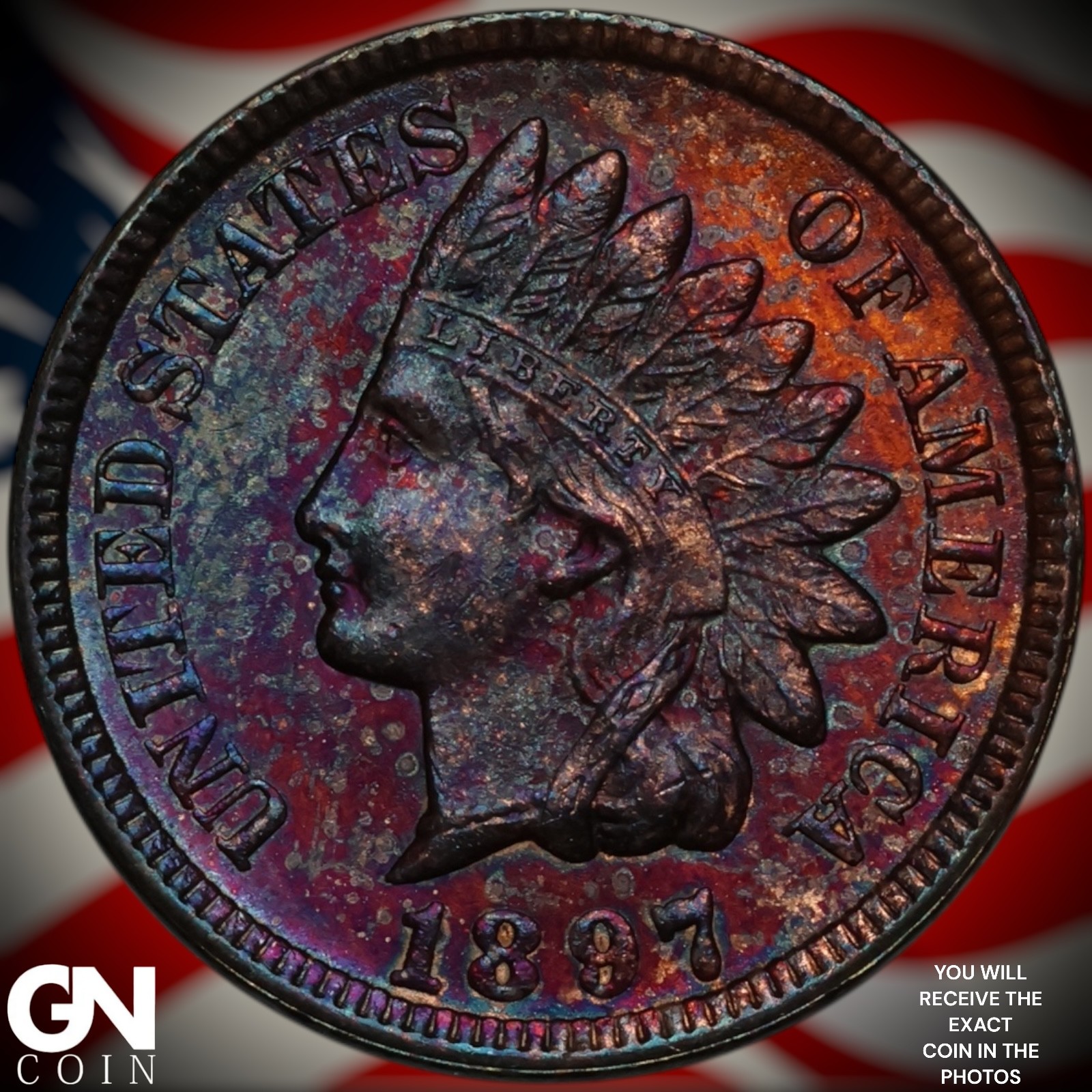 1897 COLOR Indian Head Cent Penny A7228