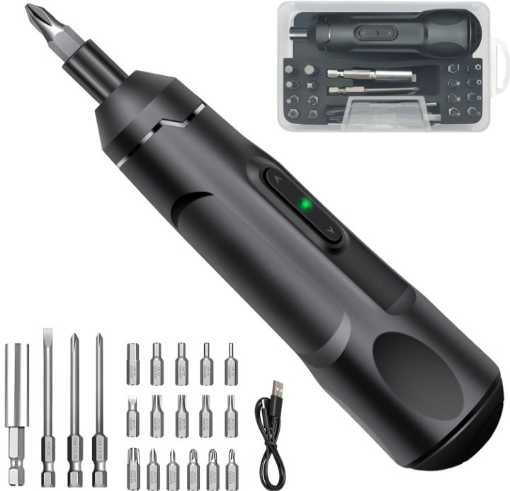 Mini Destornillador Eléctrico Inalámbrico 3.7V USB-C con 20 Puntas, Nuevo
