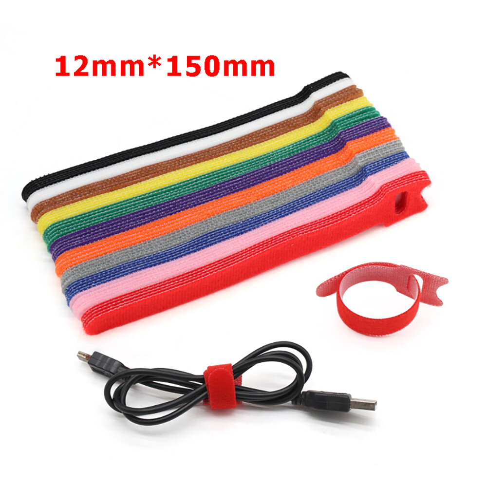Reusable Ties Double Sided Hook & Loop Strapping Tape Cable Harness 12mm*150mm