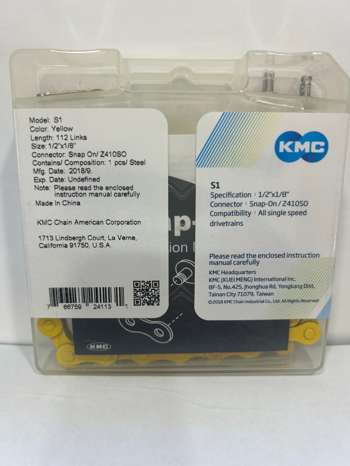 KMC S-1 Single Speed Bicycle Chain