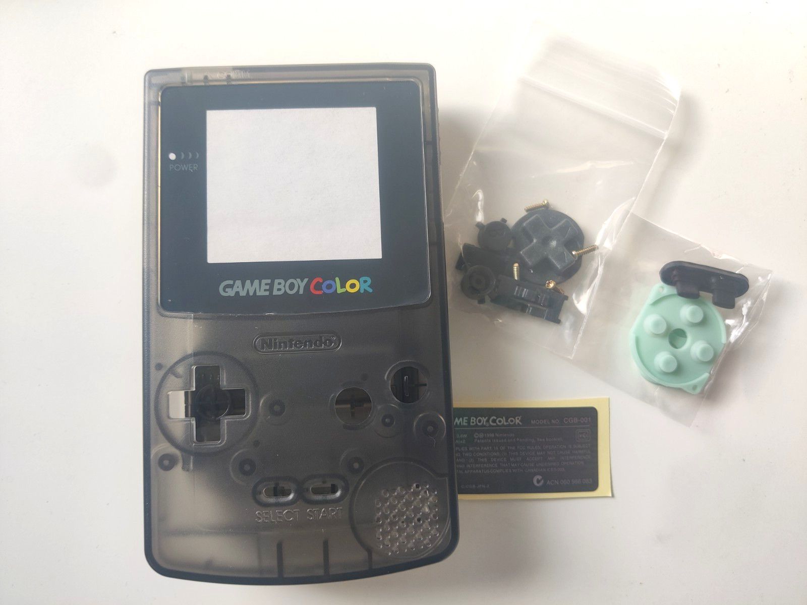 Clear Black Replacement Housing Shell with Screen for Nintendo Game Boy Color