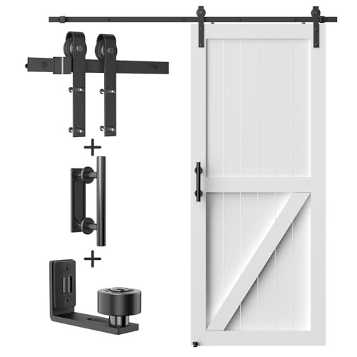 6FT Heavy Duty Sliding Barn Door Hardware Kit（1x Floor Guide&1x Pull 6 Feet
