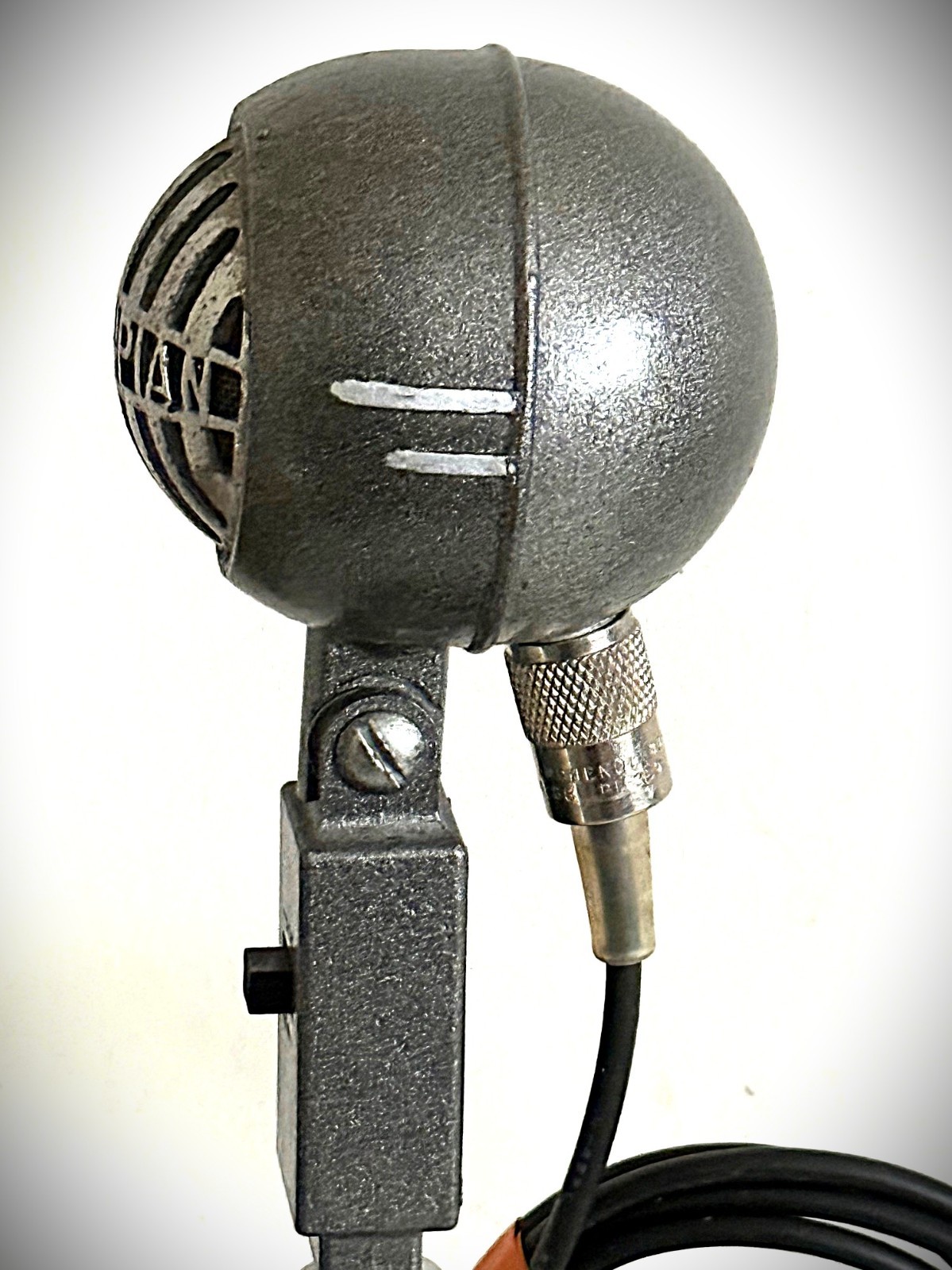 Rare 1940's Grampian Moving Coil Dynamic microphone, working, w/cable & base