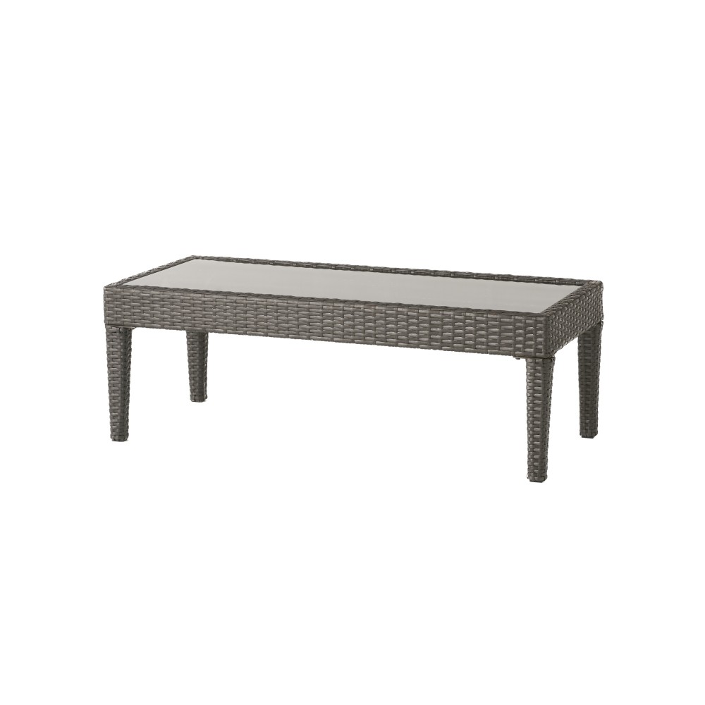 Outdoor Patio Loveseat with Glass Table & Removable Waterproof Cushions, Grey