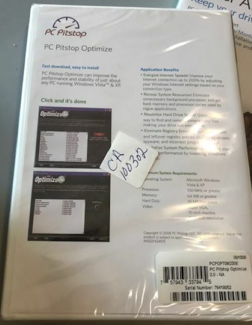 PC Pitstop Optimize, Driver Alert, Disk MD - New Factory Sealed discs