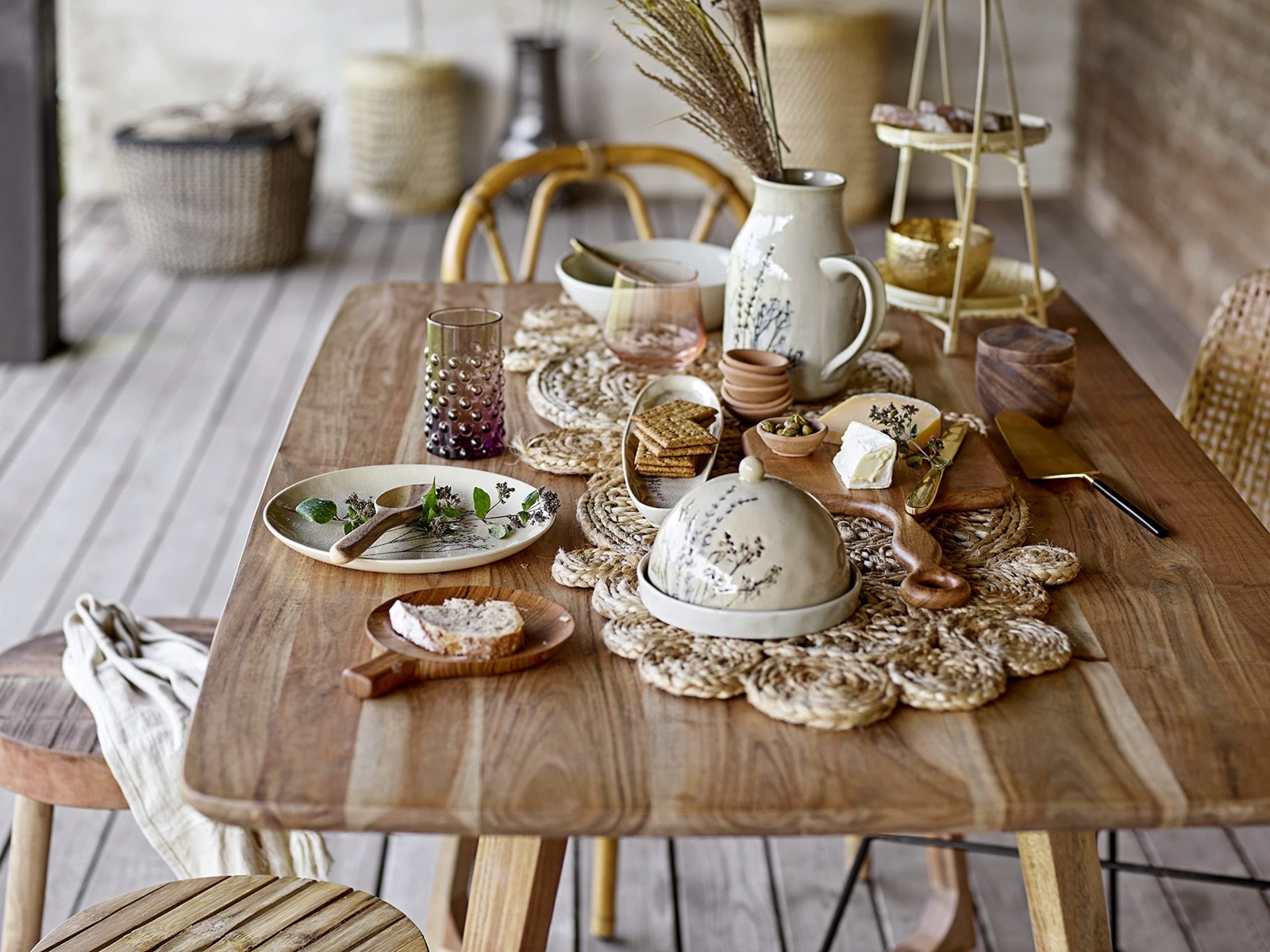 46" Handwoven Jute Table Runner with Lace-Style Pattern (AH1066)