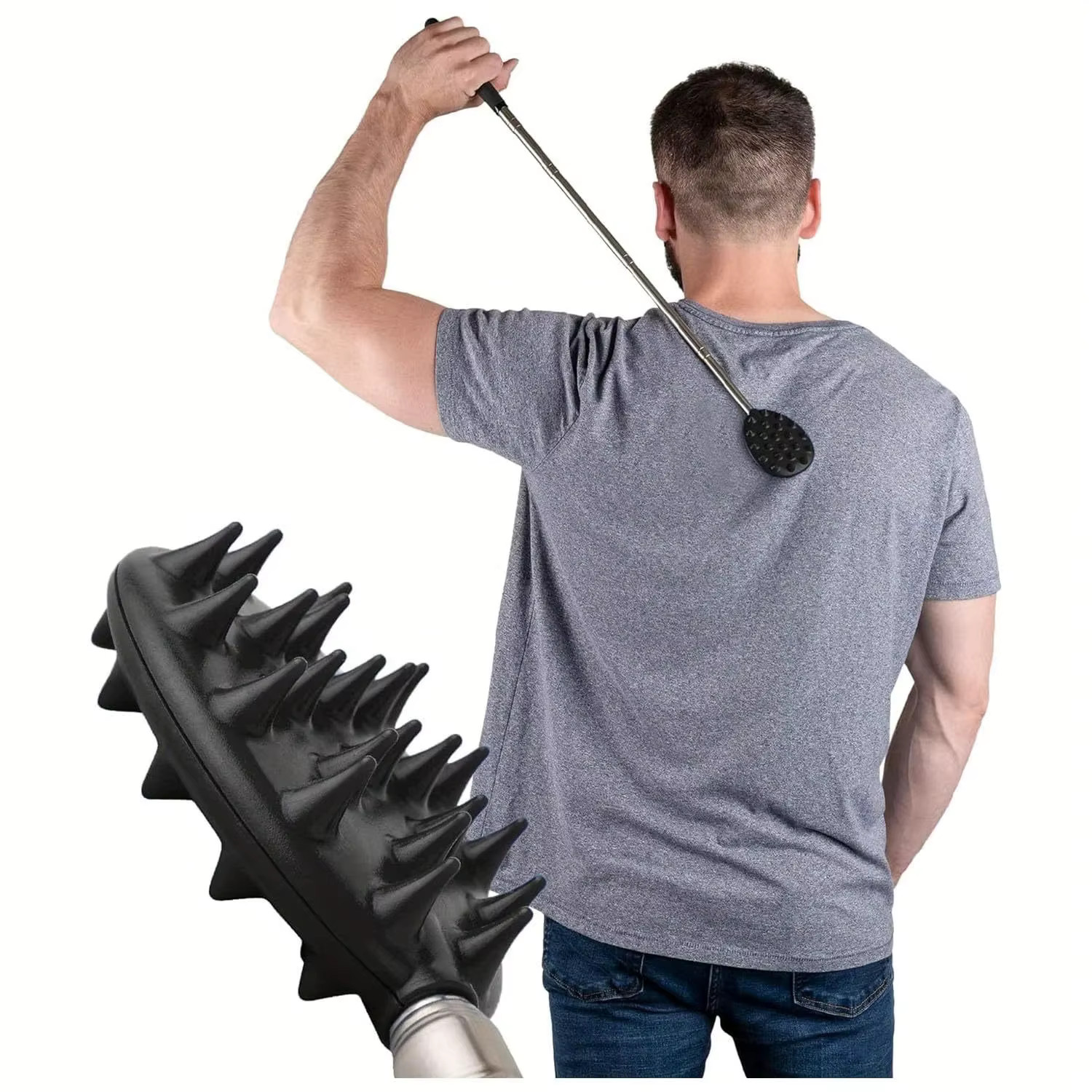 Adjustable Cactus Back Scratcher Massager - 2 Spike Sizes (0.25" 0.5") for Men &
