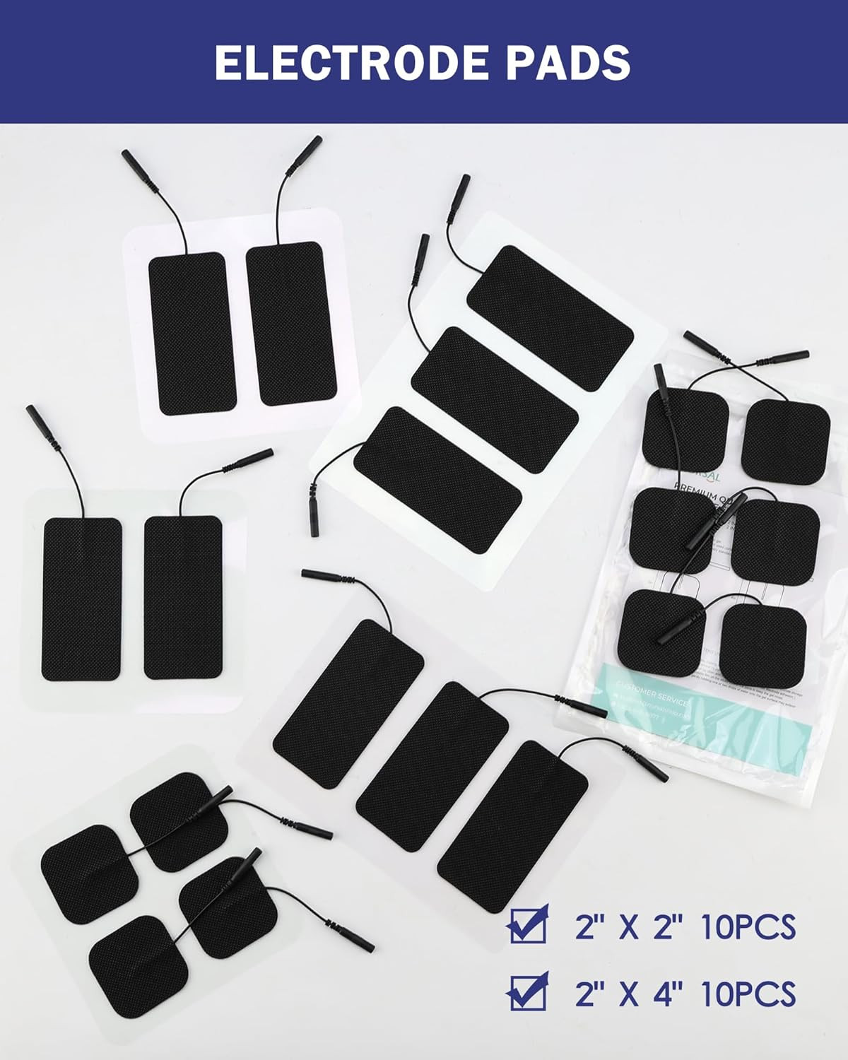 TENS Unit Replacement Pads, Reusable Self-Adhesive Electrodes Pads 20 Pac