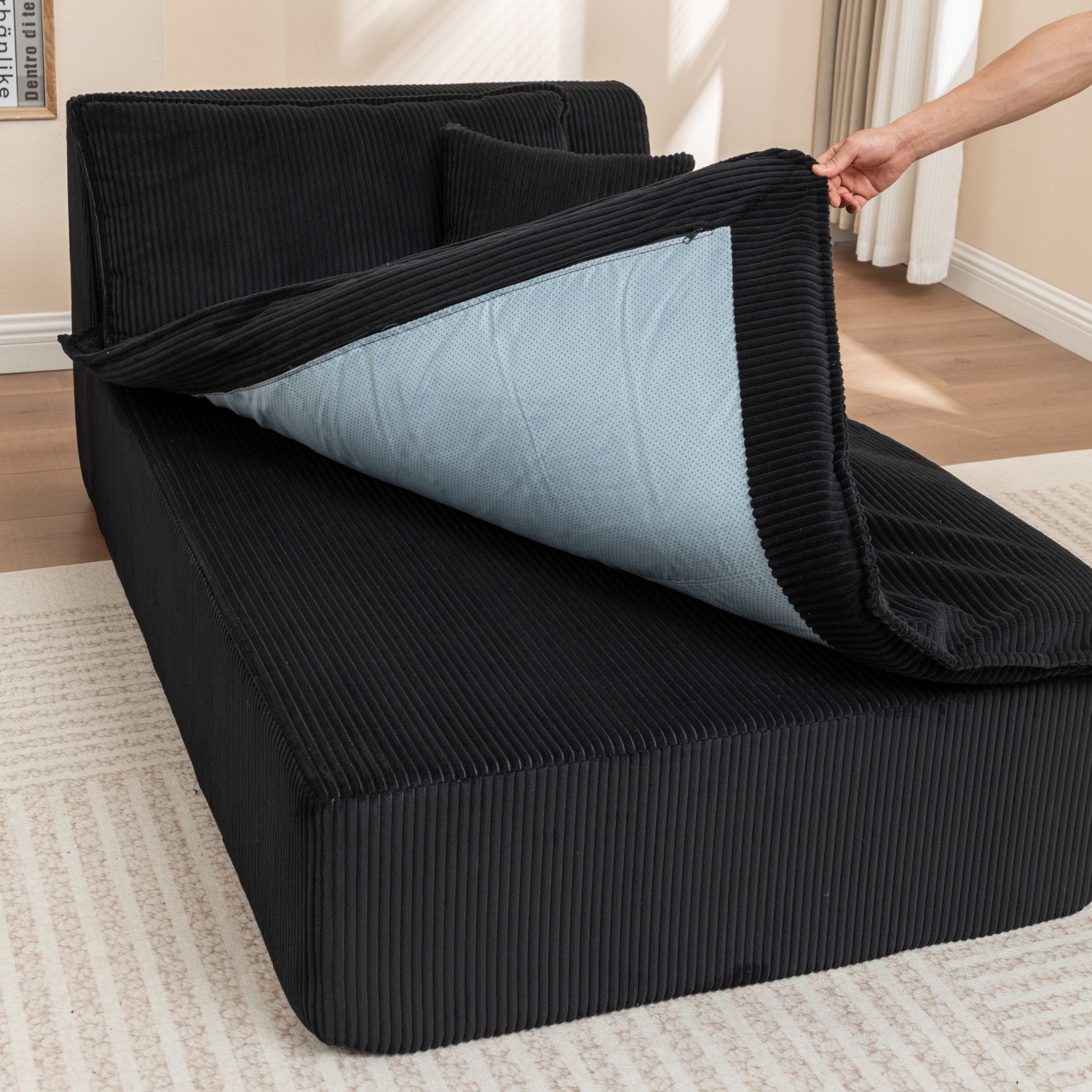 Modern Single Upholstered Chaise Lounge Chair w/ Left Armrest for Living Room