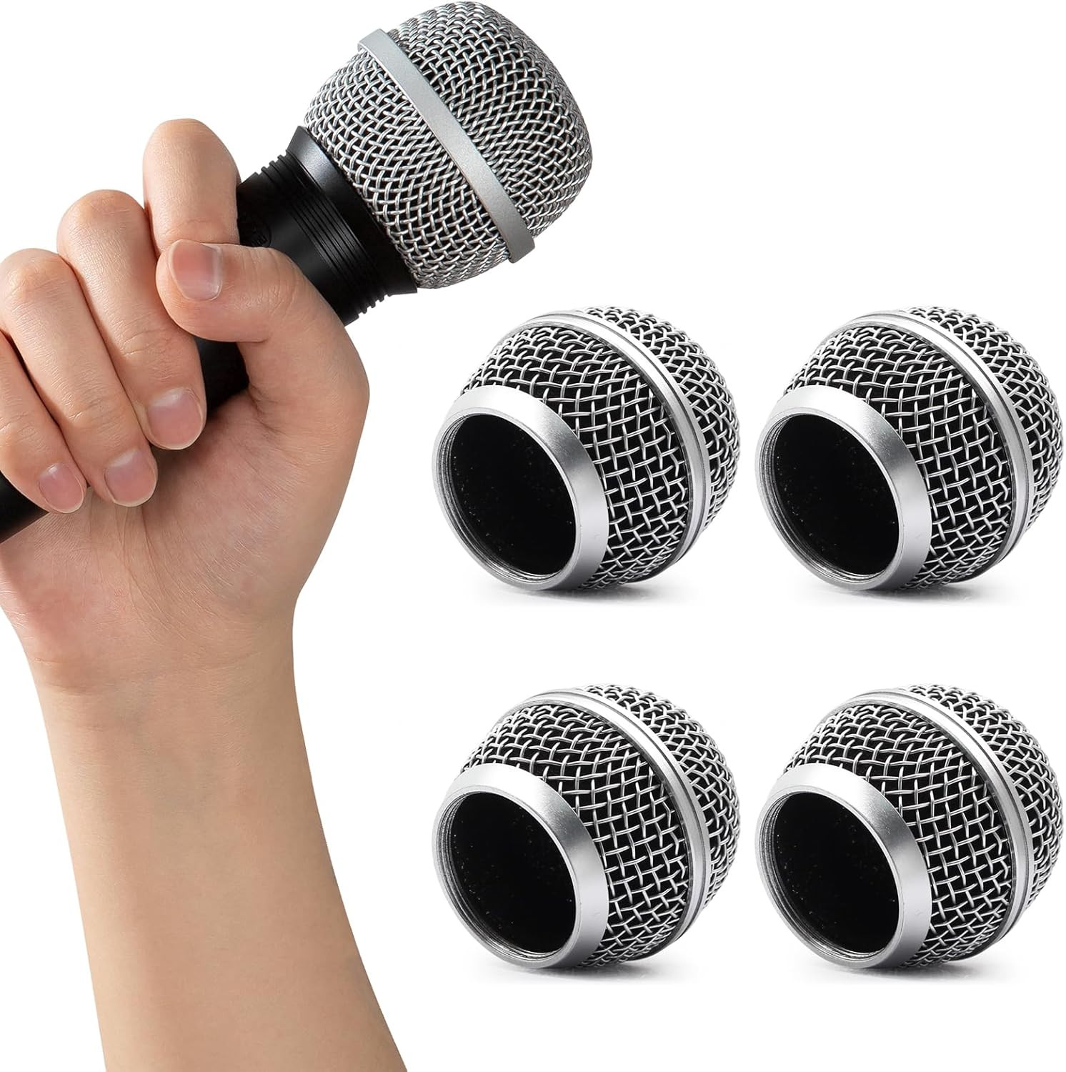 4 Pack SM58 Microphone Head Replacement Standard Size Grille Mic Replacement wit
