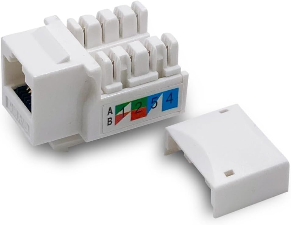 10 Count Cat6 Keystone Jack Pack - Compatible with Cat5/5e/6 for Easy Networking
