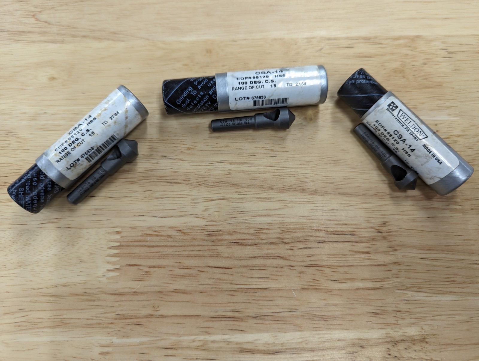 Weldon CSA-14 Countersink Cutter. 100° 1/8"-27/64". Lot Of 3 New in Tube.