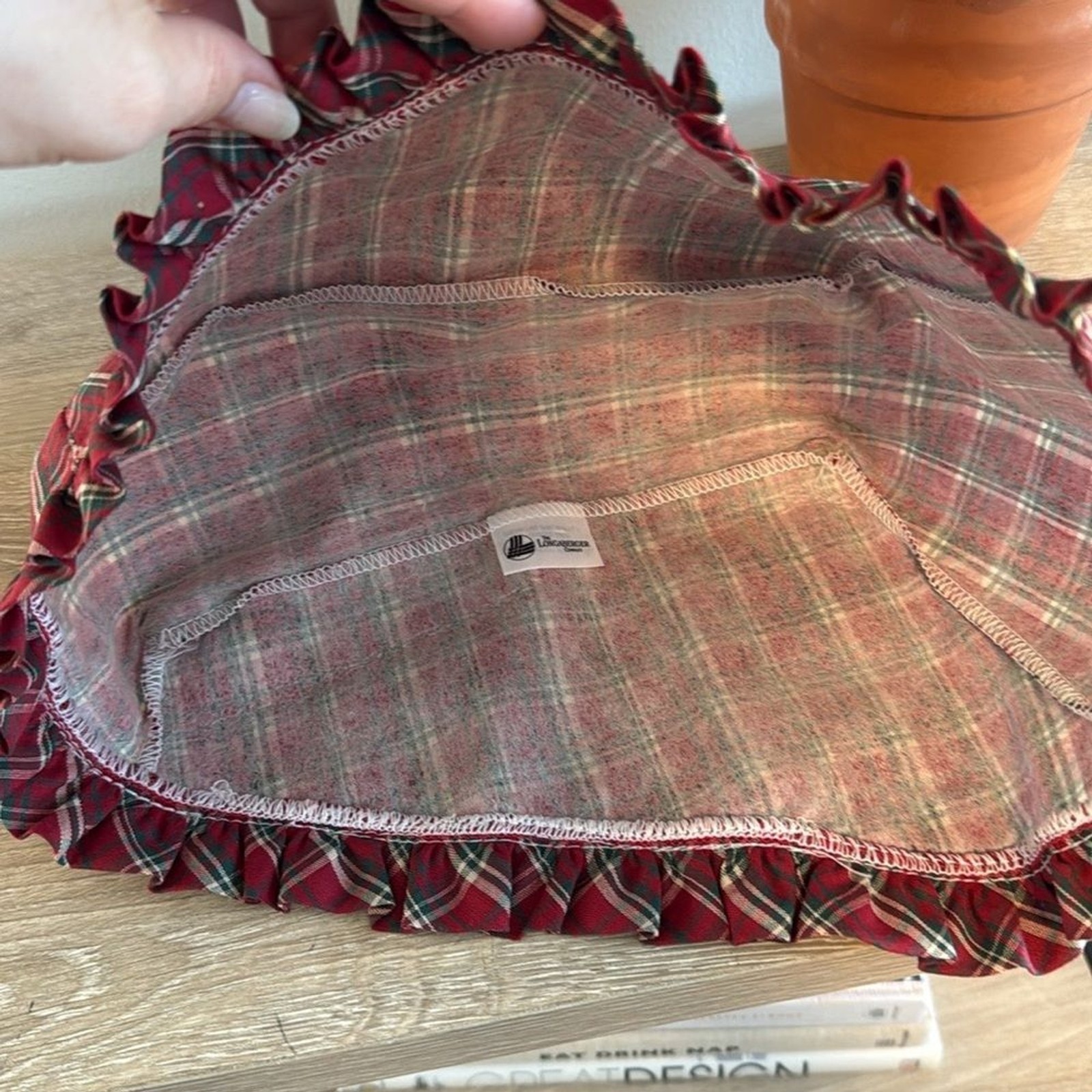 Longaberger Red Tartan Plaid Basket Liner