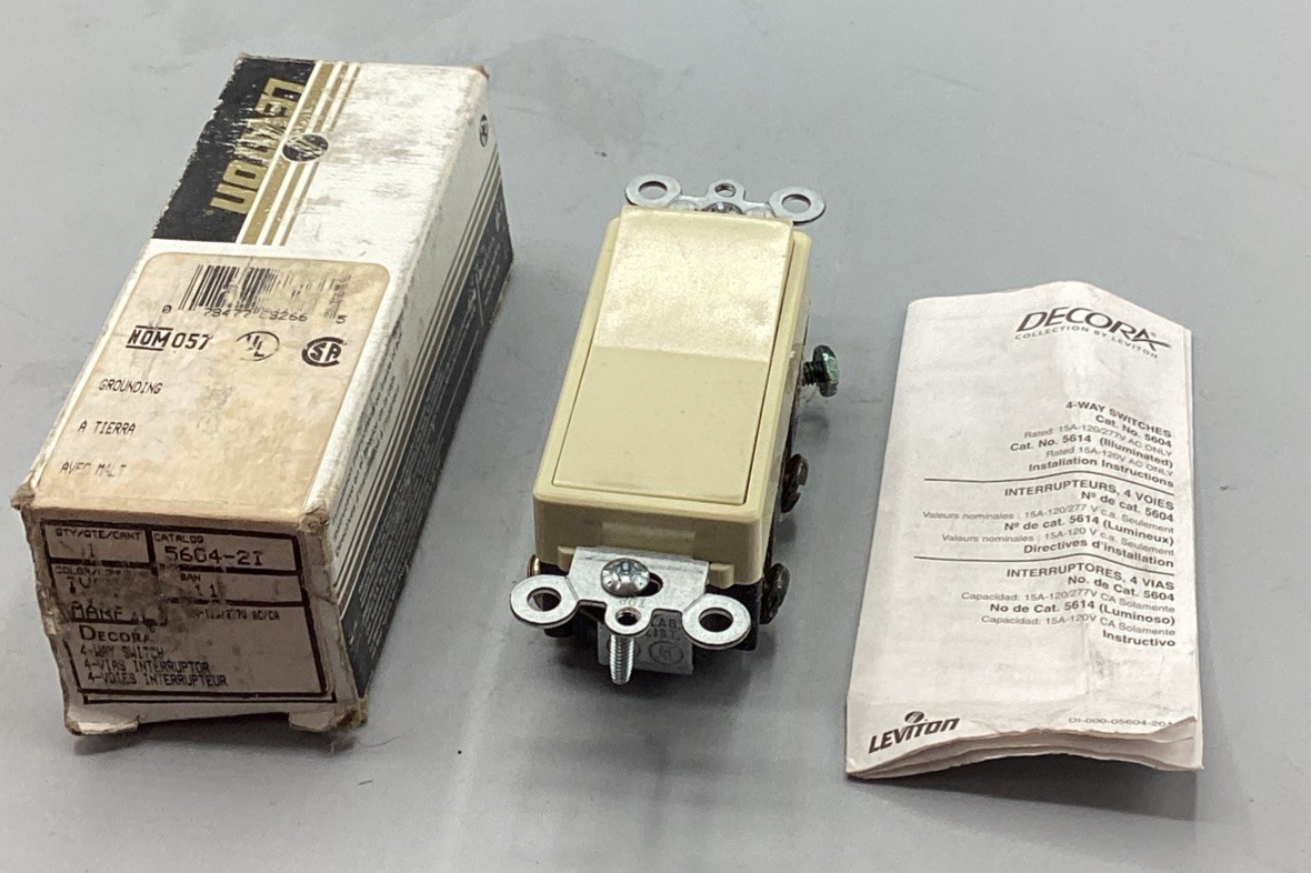 NOB Leviton 5604-21 Decora 4 Way Switch Grounding 5A 120/277V