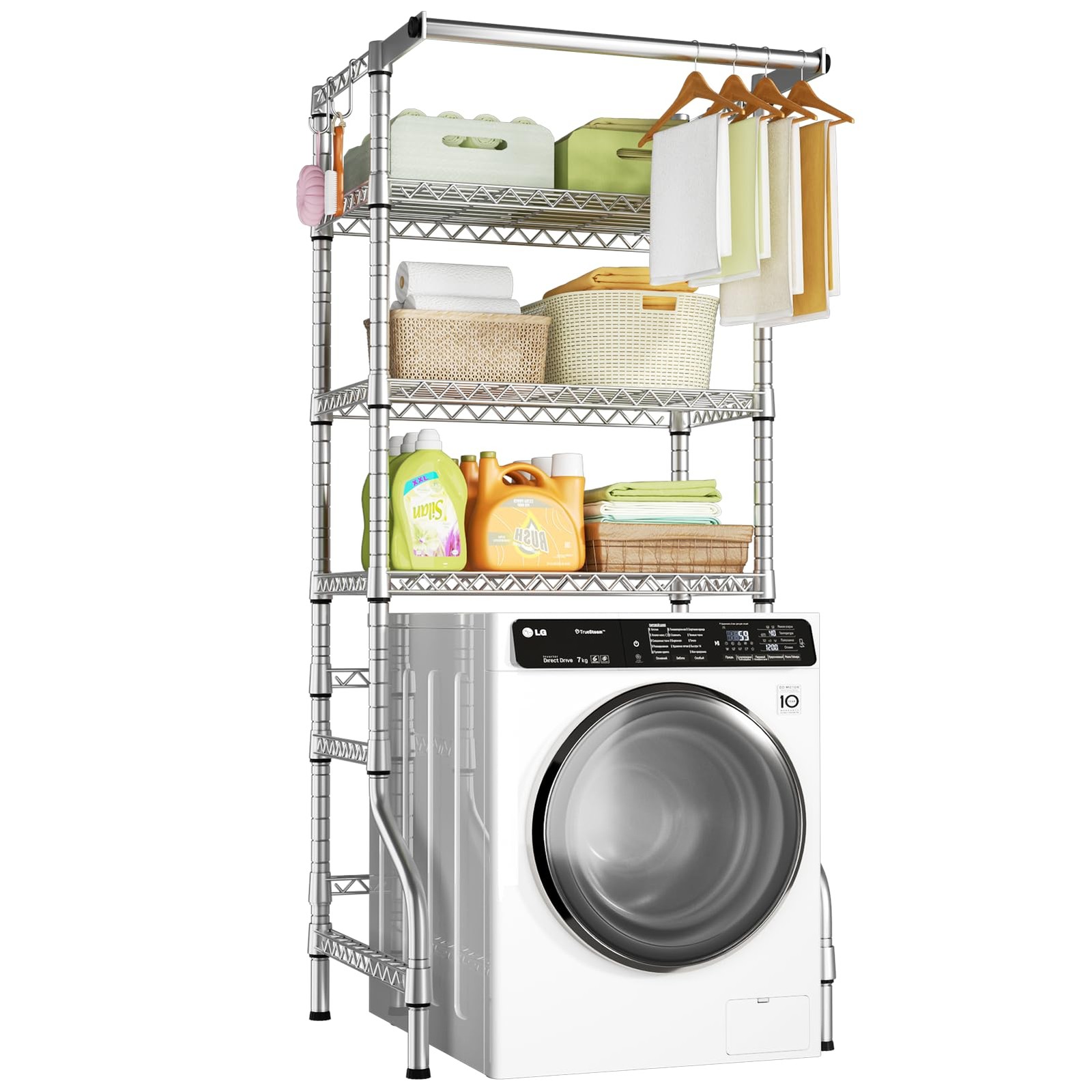 U11 Medium Over Washer and Dryer Shelves, 3 Tiers Laundry Room Storage and Or...