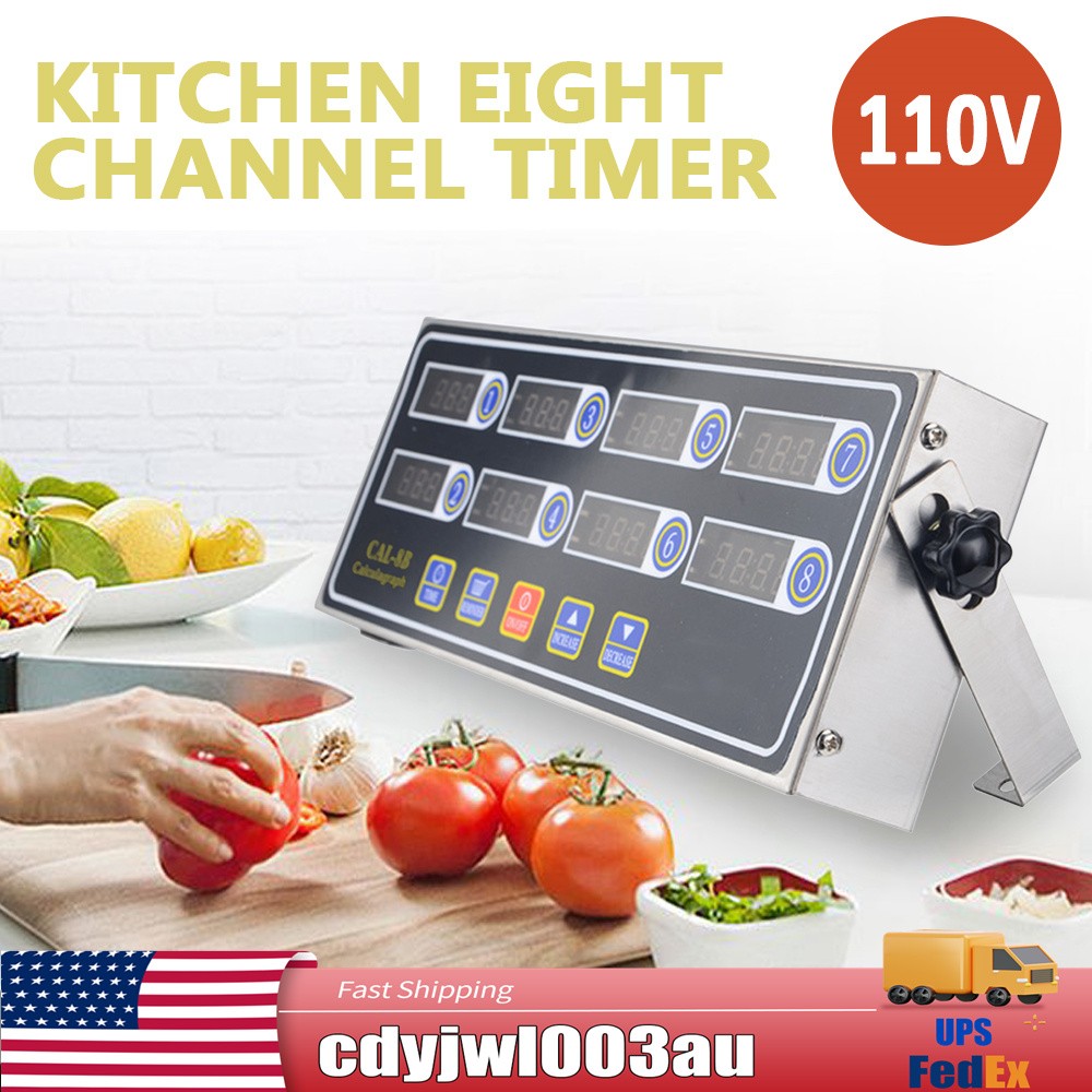 8 Channel Commercial Digital Timer Calculagraph Kitchen Loud Countdown Modern US